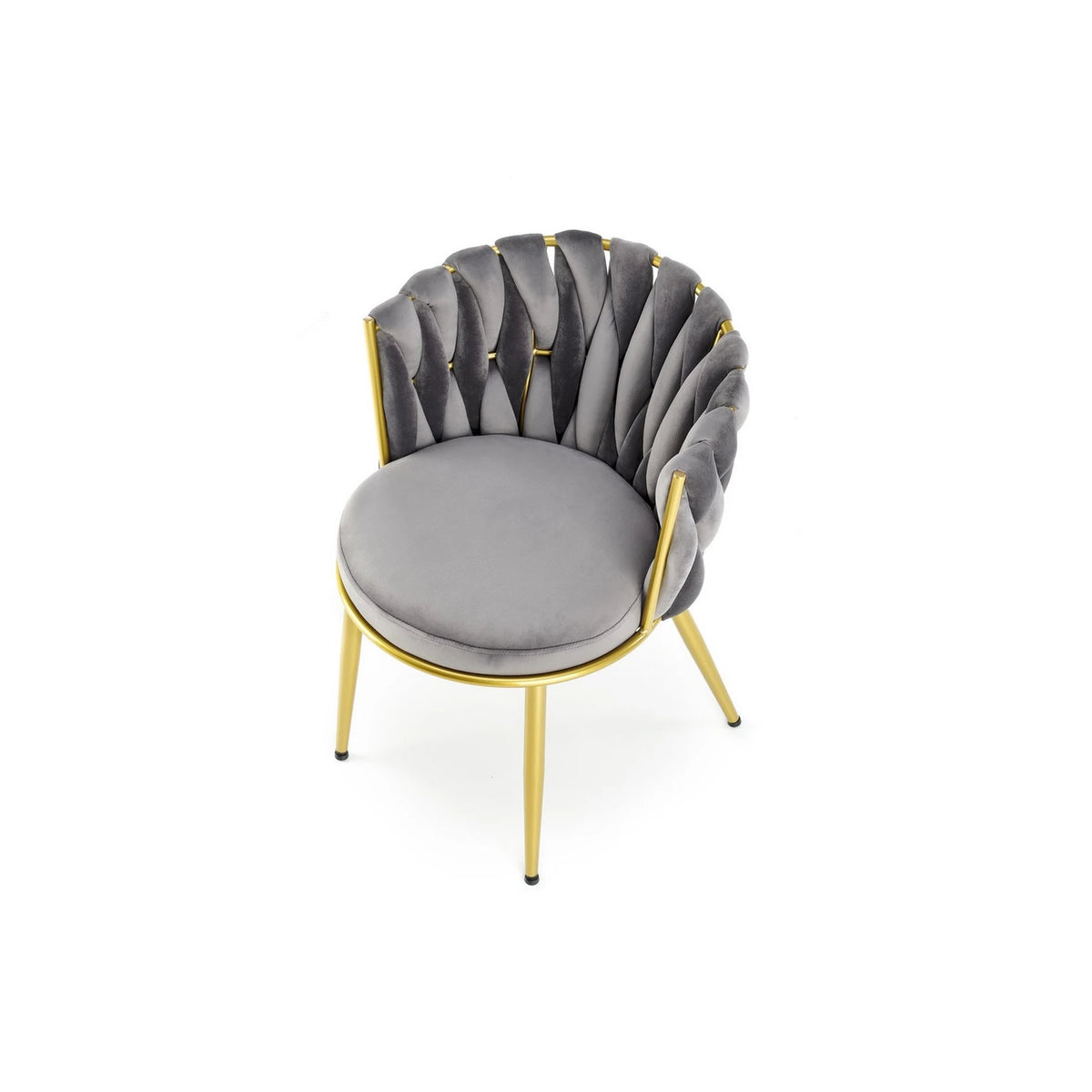Scaun de dining K517, gri/auriu, stofa catifelata/metal, 57x60x79 cm