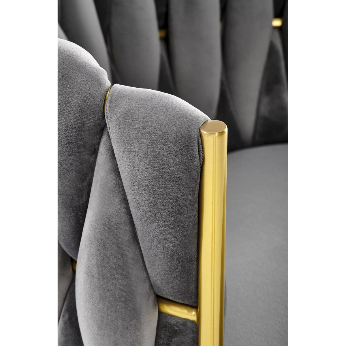 Scaun de dining K517, gri/auriu, stofa catifelata/metal, 57x60x79 cm