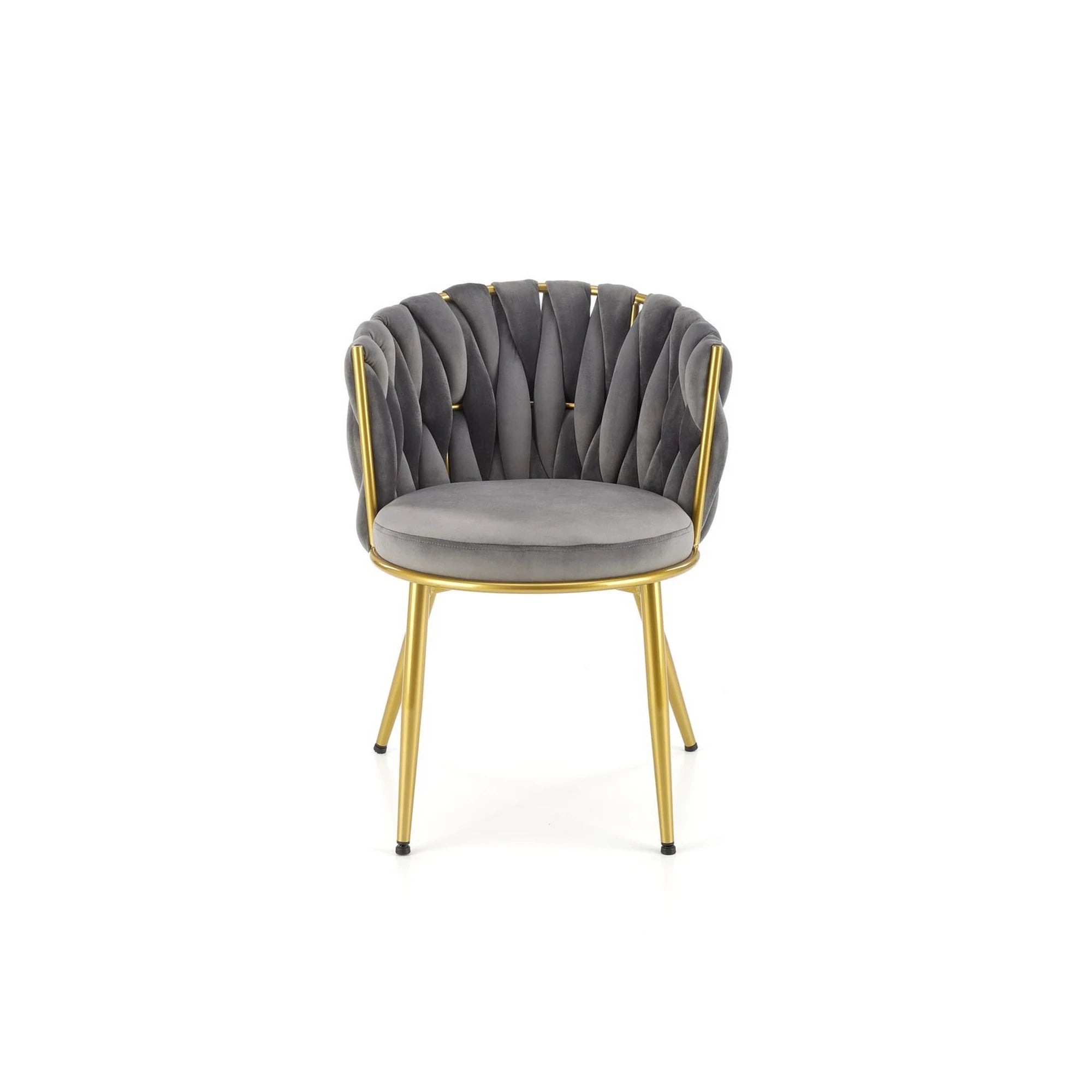 Scaun de dining K517, gri/auriu, stofa catifelata/metal, 57x60x79 cm