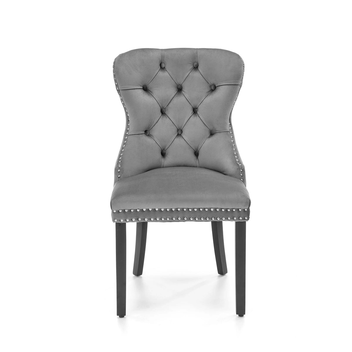 Scaun tapitat dining MIYA, gri/negru, stofa catifelata, 54x60x100 cm