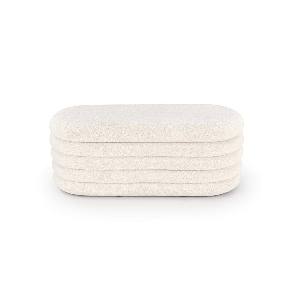 Bancheta tapitata hol BLISS, stofa buclata crem, 105x42x42 cm