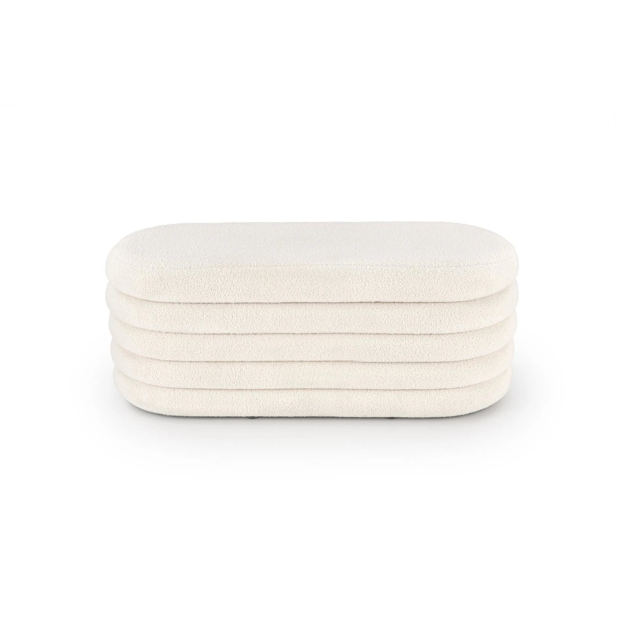 Bancheta tapitata hol BLISS, stofa buclata crem, 105x42x42 cm
