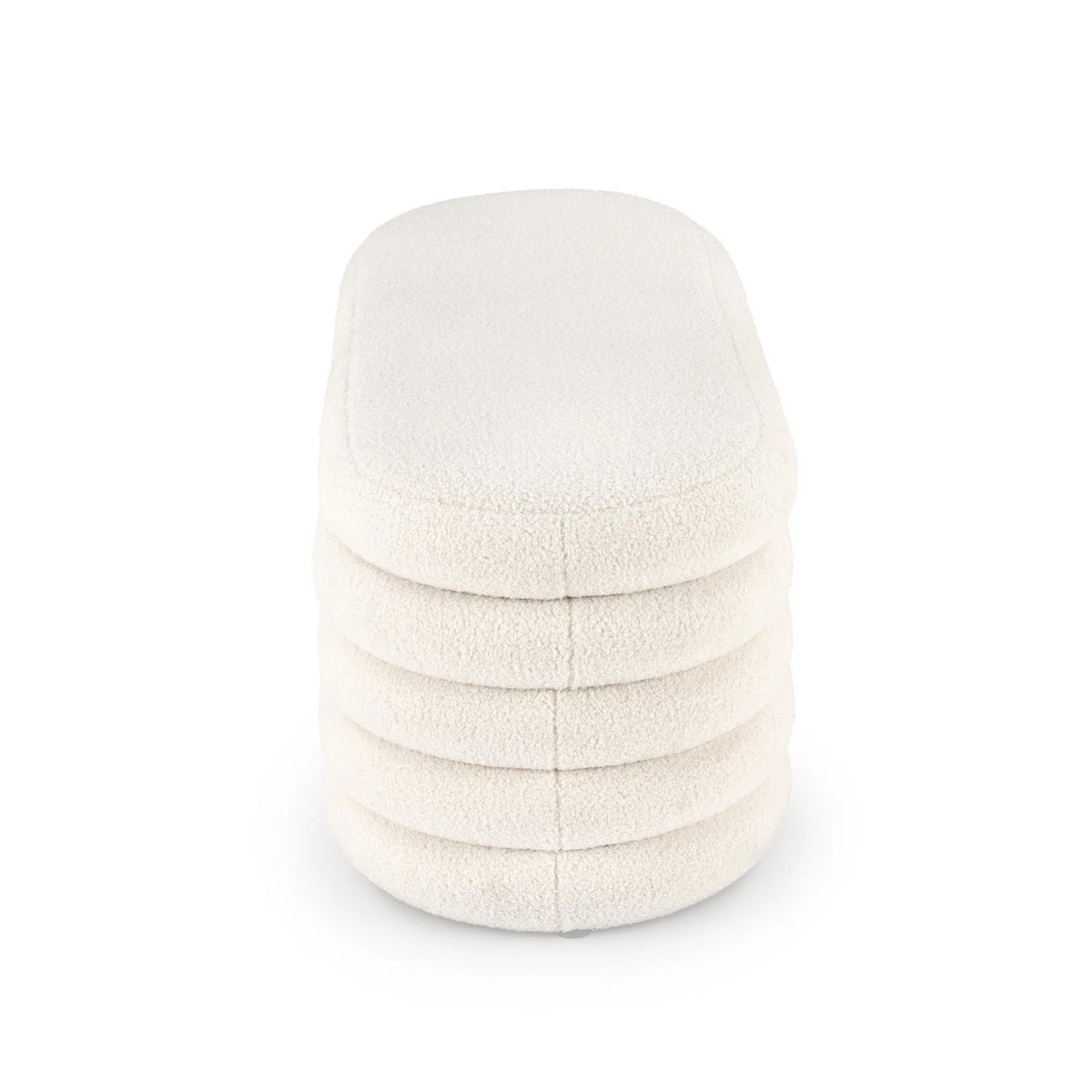 Bancheta tapitata hol BLISS, stofa buclata crem, 105x42x42 cm