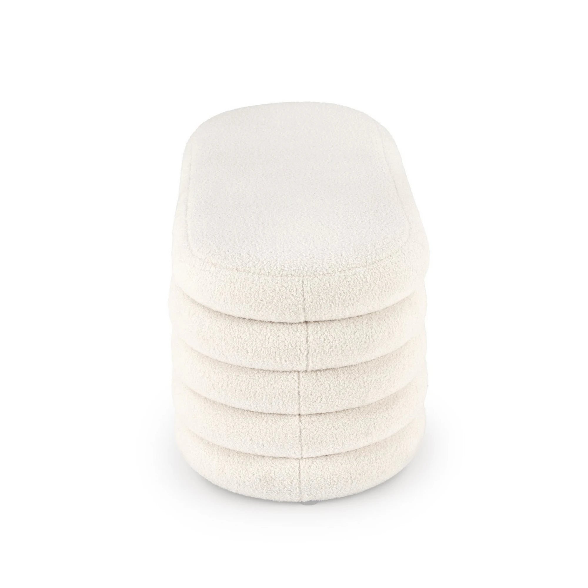 Bancheta tapitata hol BLISS, stofa buclata crem, 105x42x42 cm