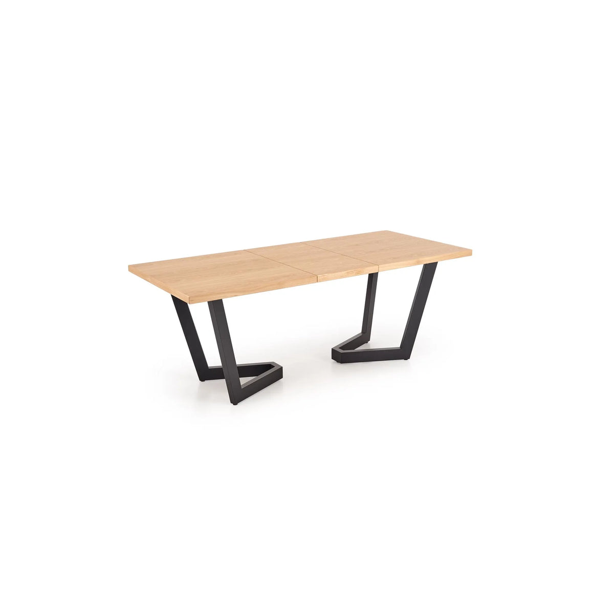 Masa extensibila MASSIVE 2, stejar natural/negru, PAL furniruit/otel, 160-250x90x77 cm