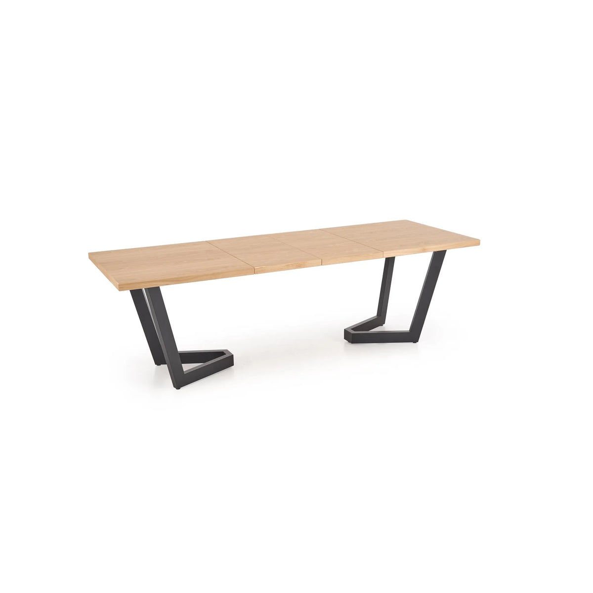 Masa extensibila MASSIVE 2, stejar natural/negru, PAL furniruit/otel, 160-250x90x77 cm