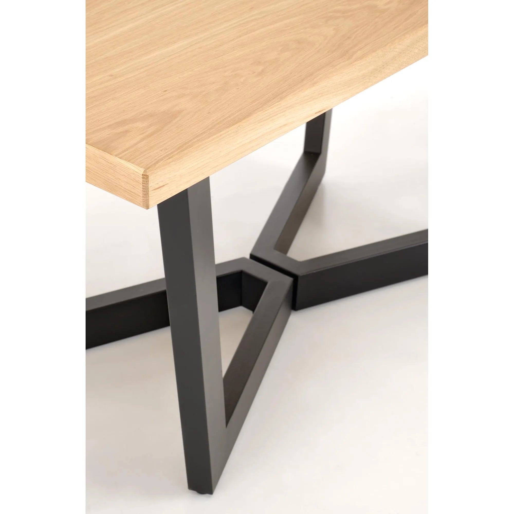 Masa extensibila MASSIVE 2, stejar natural/negru, PAL furniruit/otel, 160-250x90x77 cm