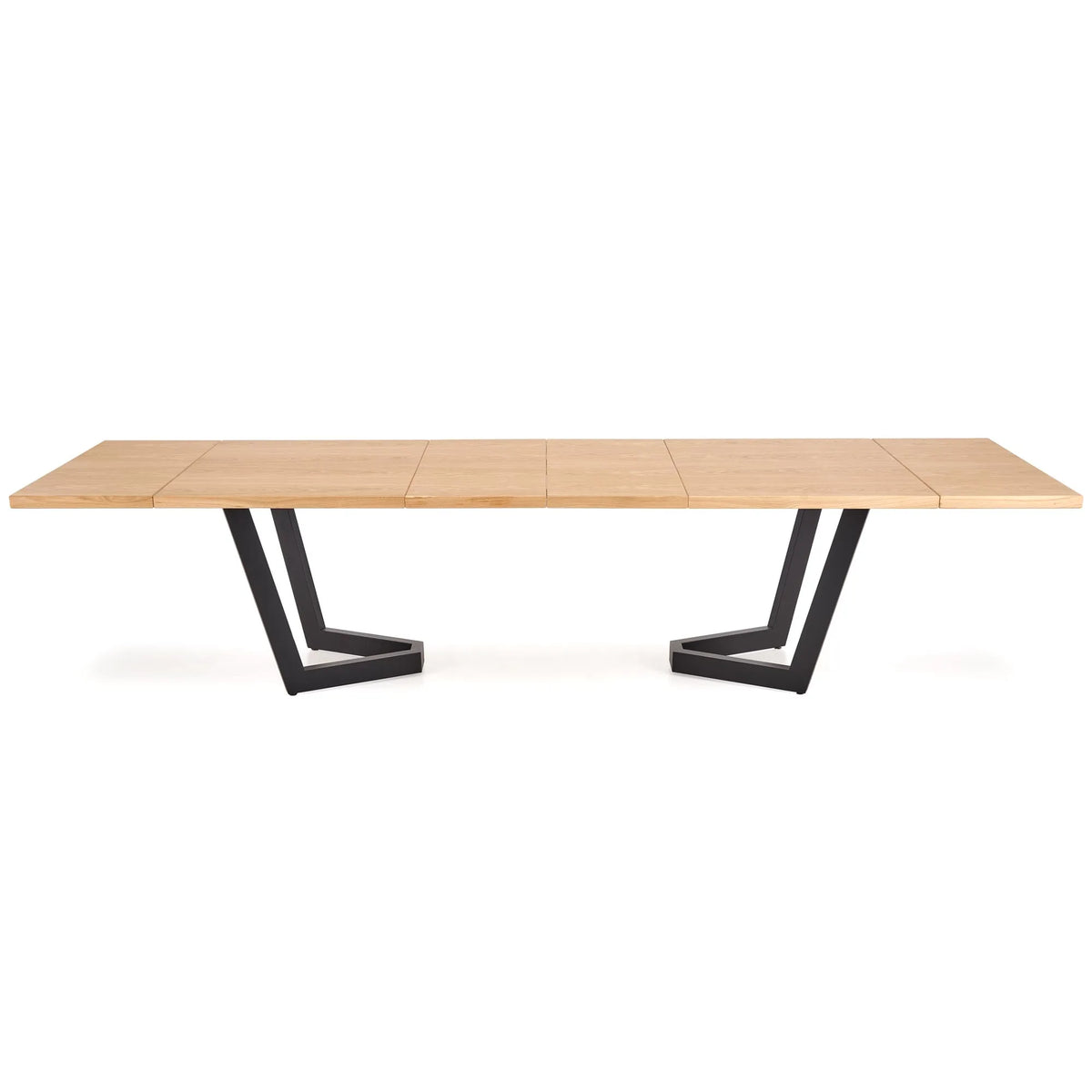 Masa extensibila MASSIVE 2, stejar natural/negru, PAL furniruit/otel, 160-250x90x77 cm