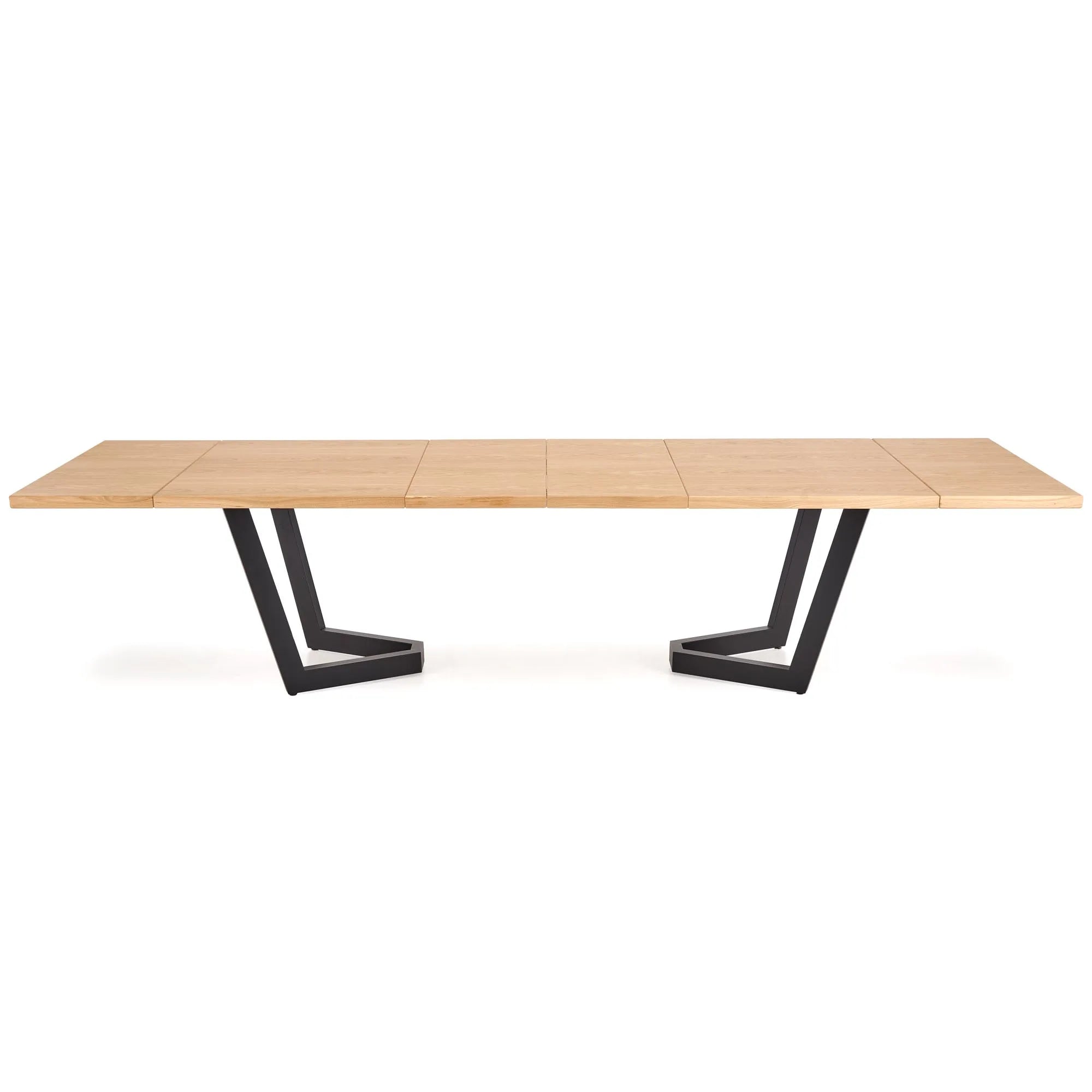 Masa extensibila MASSIVE 2, stejar natural/negru, PAL furniruit/otel, 160-250x90x77 cm