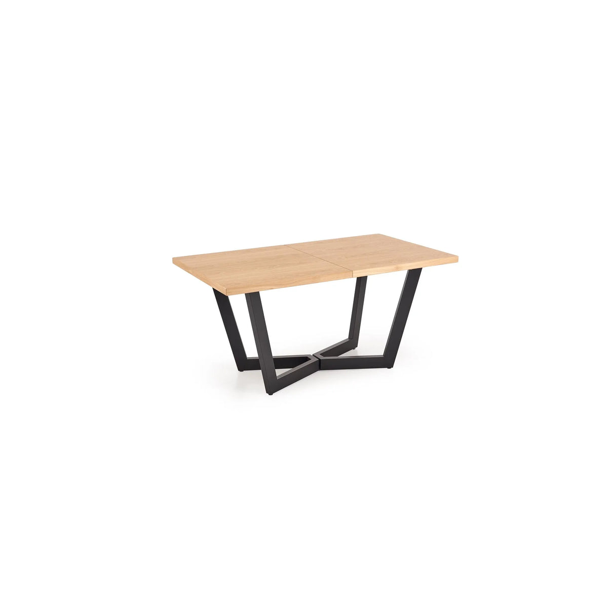 Masa extensibila MASSIVE 2, stejar natural/negru, PAL furniruit/otel, 160-250x90x77 cm