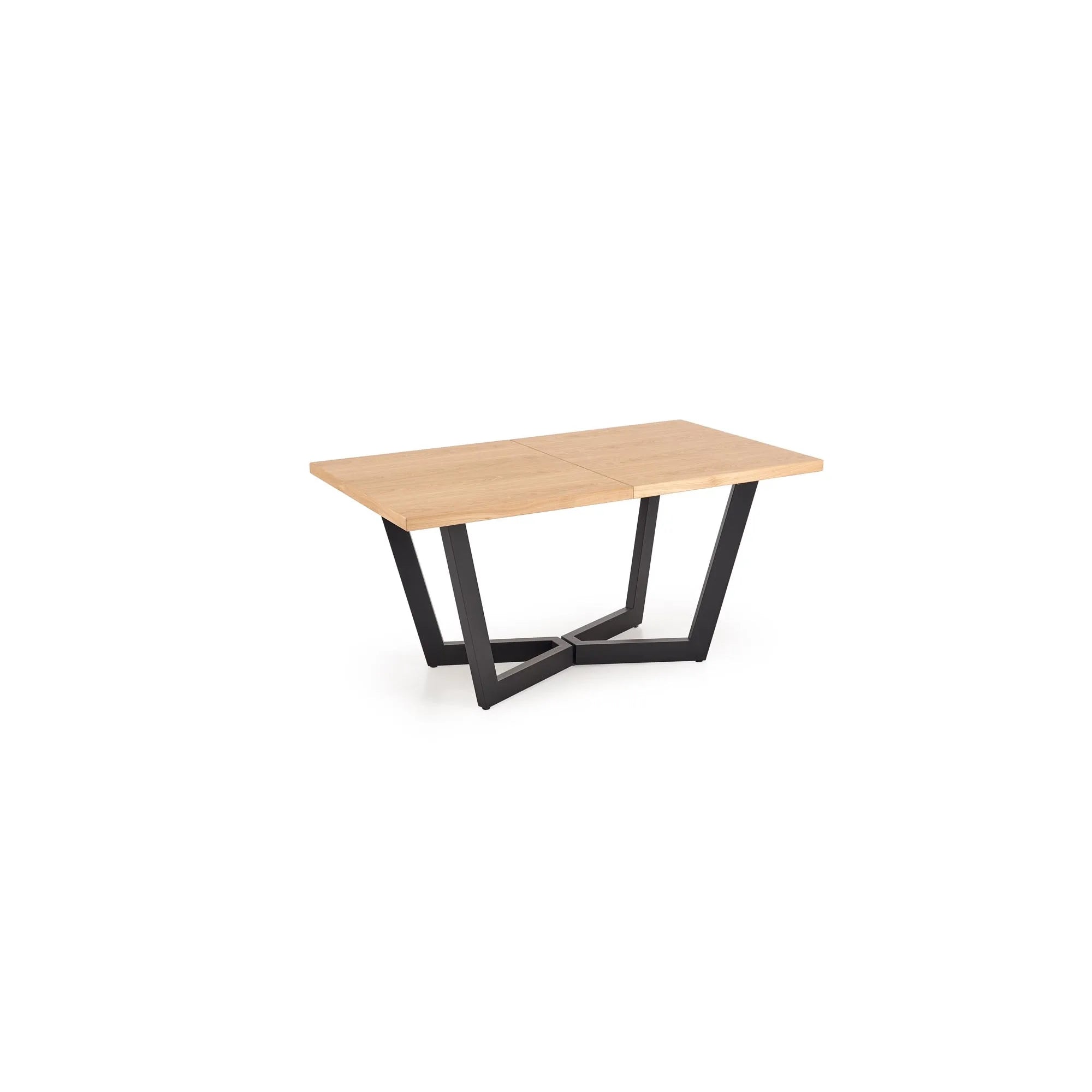 Masa extensibila MASSIVE 2, stejar natural/negru, PAL furniruit/otel, 160-250x90x77 cm