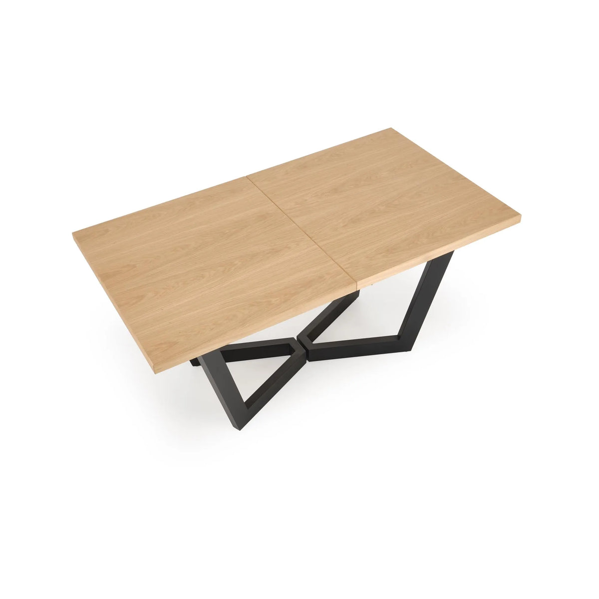 Masa extensibila MASSIVE 2, stejar natural/negru, PAL furniruit/otel, 160-250x90x77 cm