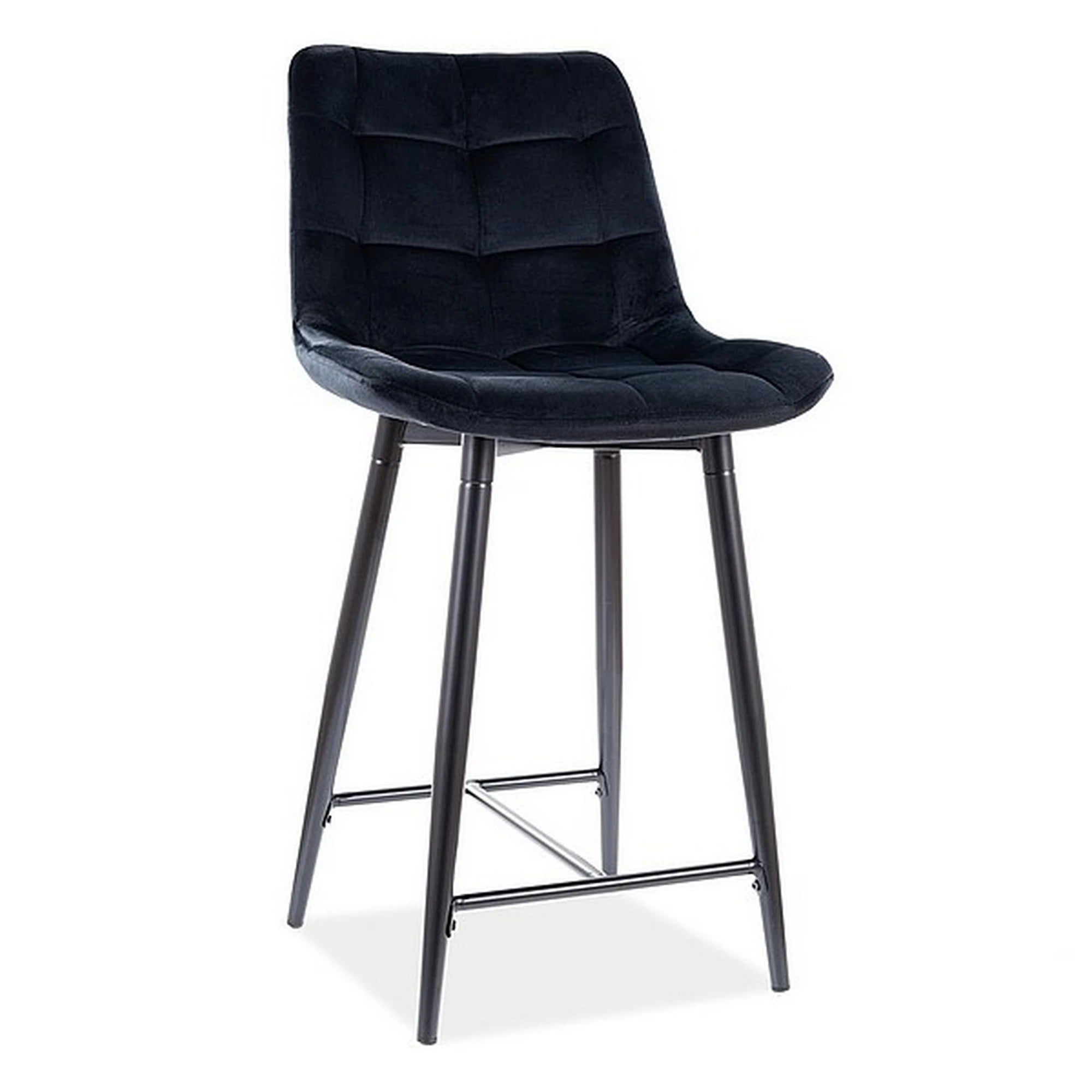 Scaun bar textil CHIC H-2, negru, 45x37x92 cm