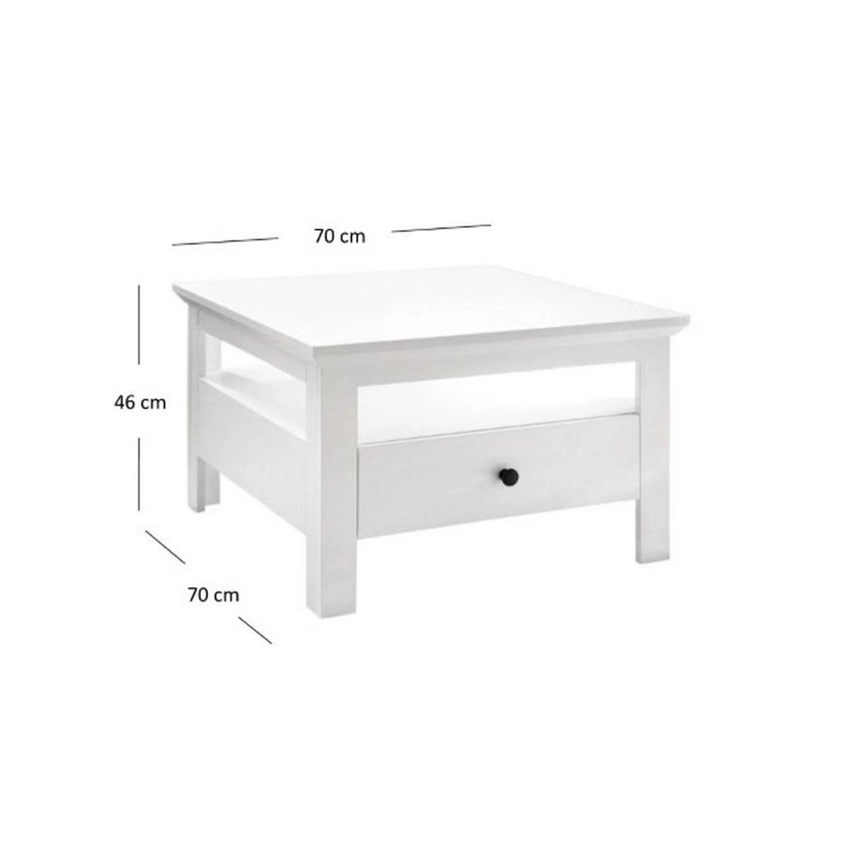 Masuta mica alba BRANDSON, alb, PAL laminat, 70x70x46 cm