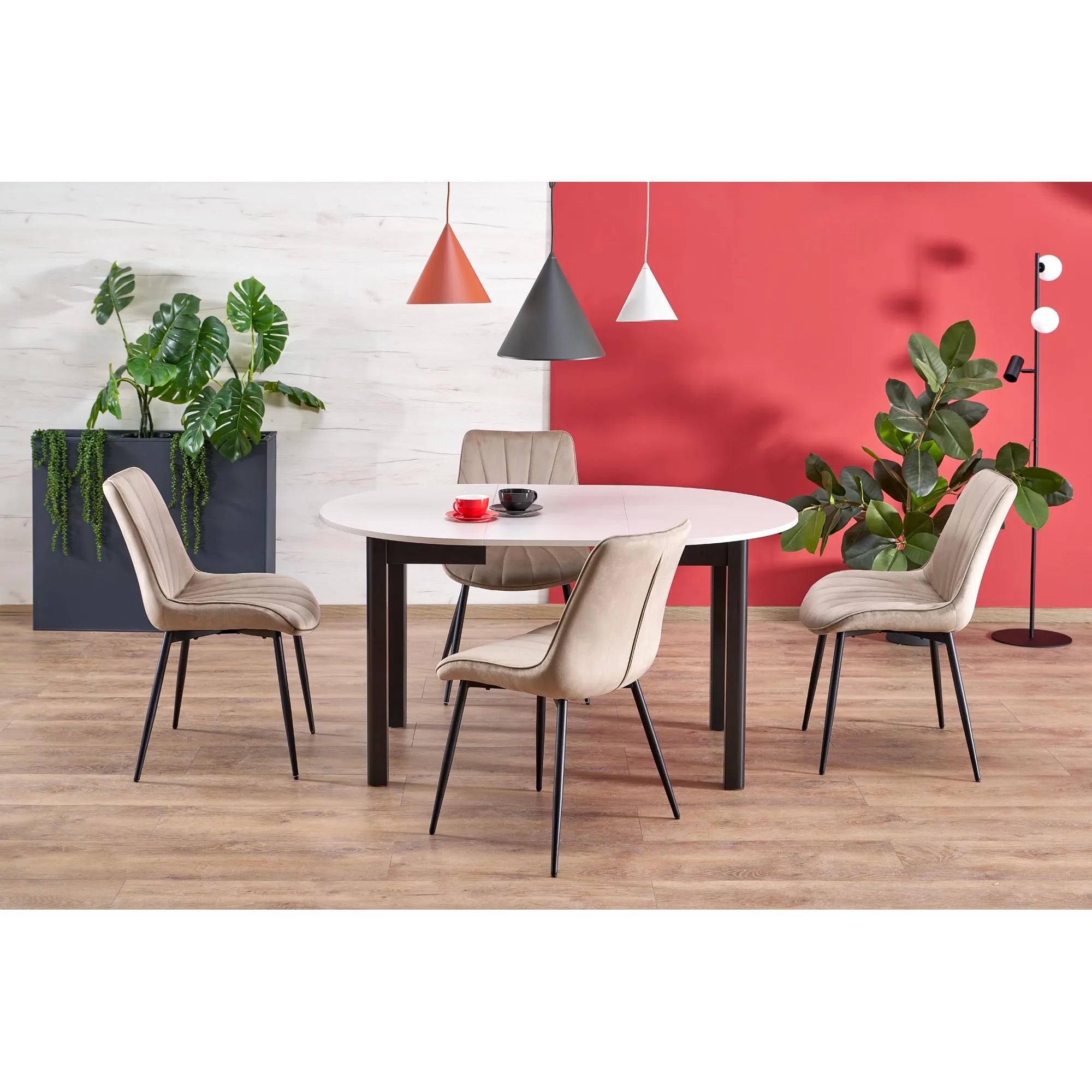Masa extensibila RINGO, casmir/negru, PAL furniruit, 102/142x102x76 cm