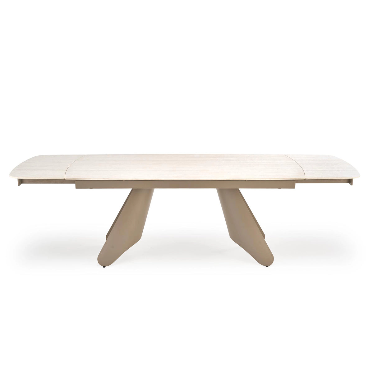 Masa extensibila SALIX, travertin/casmir, piatra sinterizata/otel, 180/260x90x76 cm