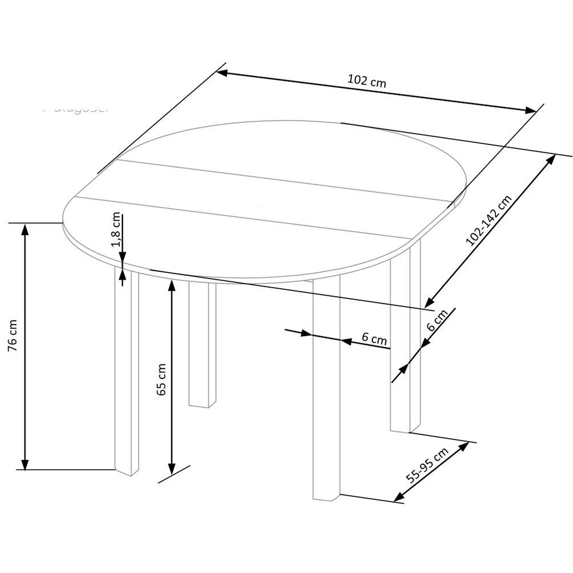 Masa extensibila RINGO, alba, 102/142x102x76 cm