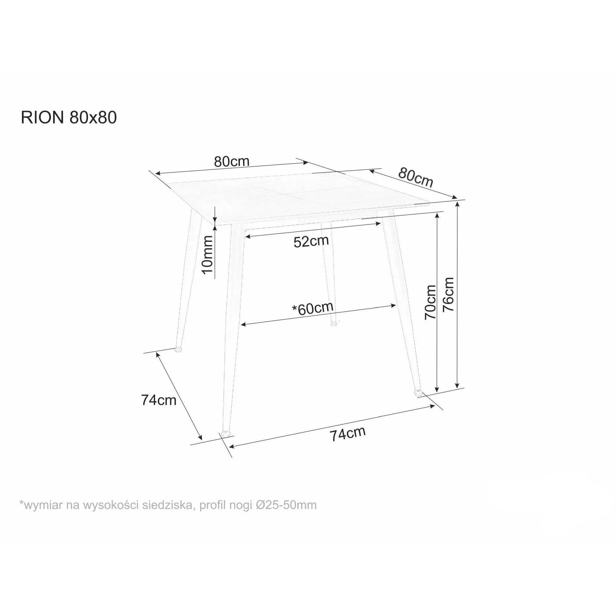 Masa RION, negru mat cu efect de marmura, ceramica/metal, 80x80x76 cm