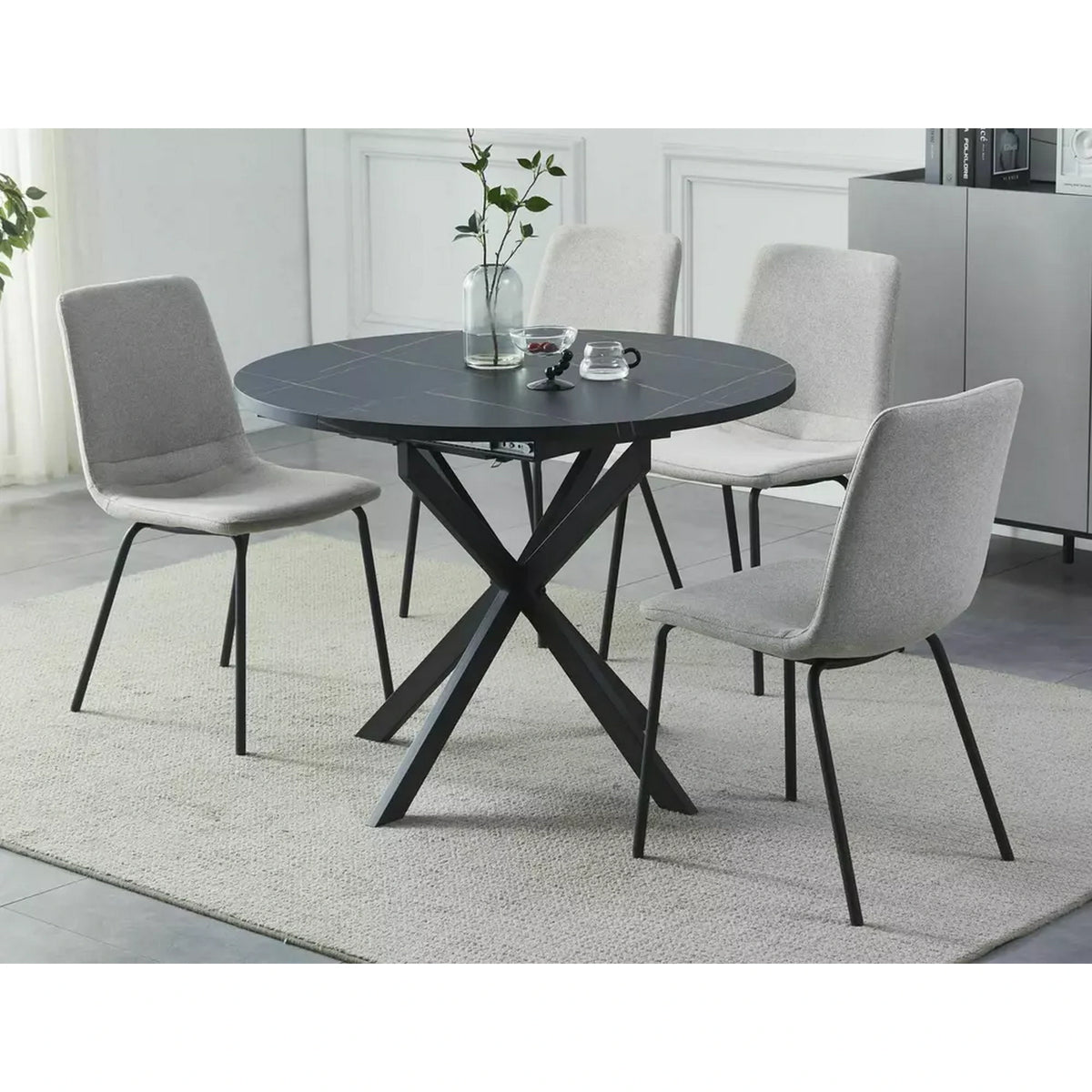 Masa extensibila pentru sufragerie GASTON, negru, 100/135x100x75 cm