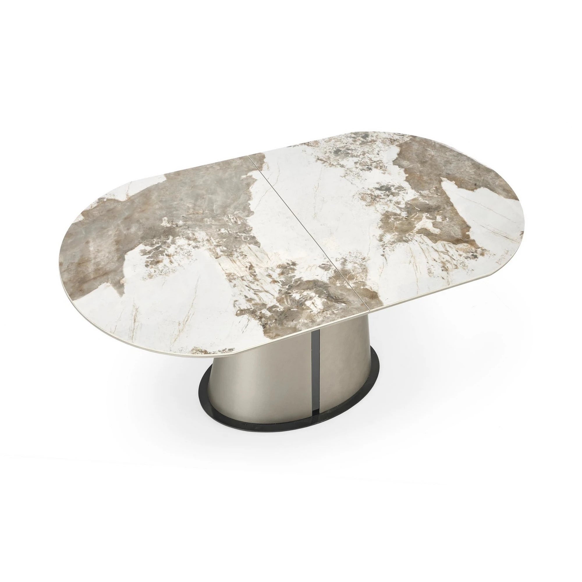 Masa moderna extensibila ROBINSON, bej/cappuccino, ceramica, 160/200x90x76 cm