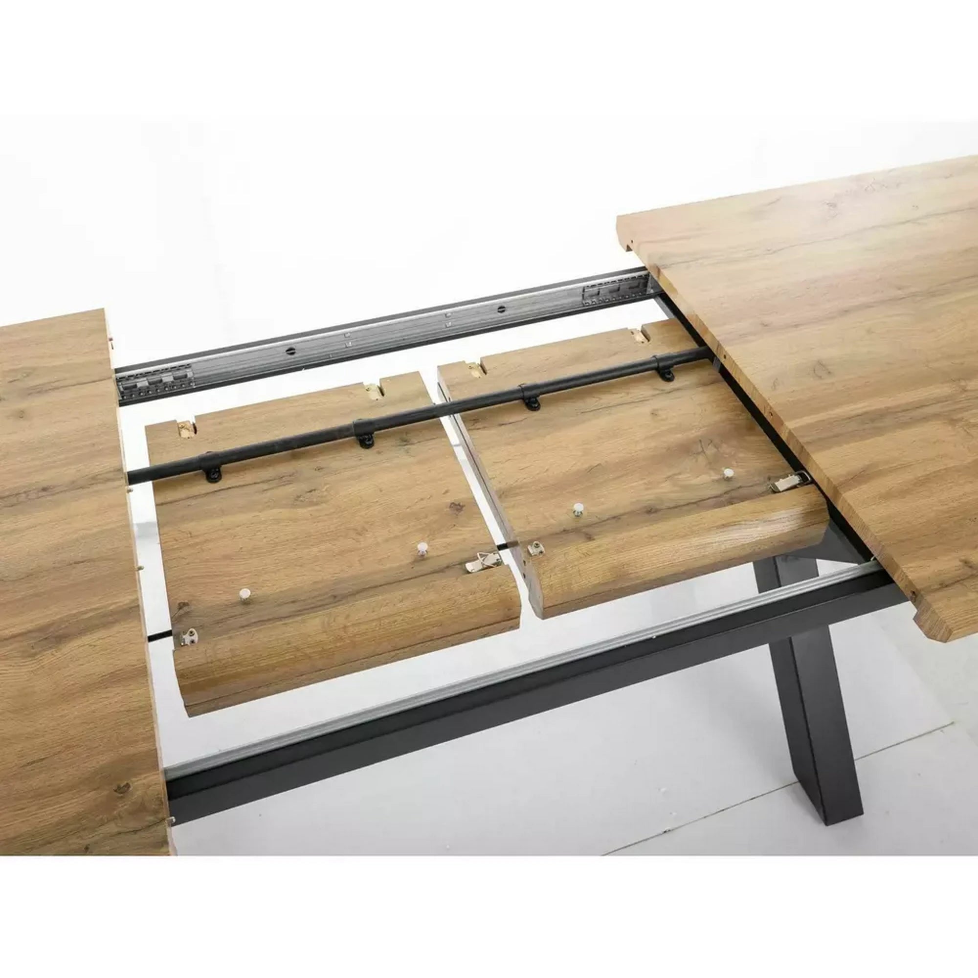Masa bucatarie 8 persoane UMBERTO II, stejar/negru, 160/240x90x76 cm