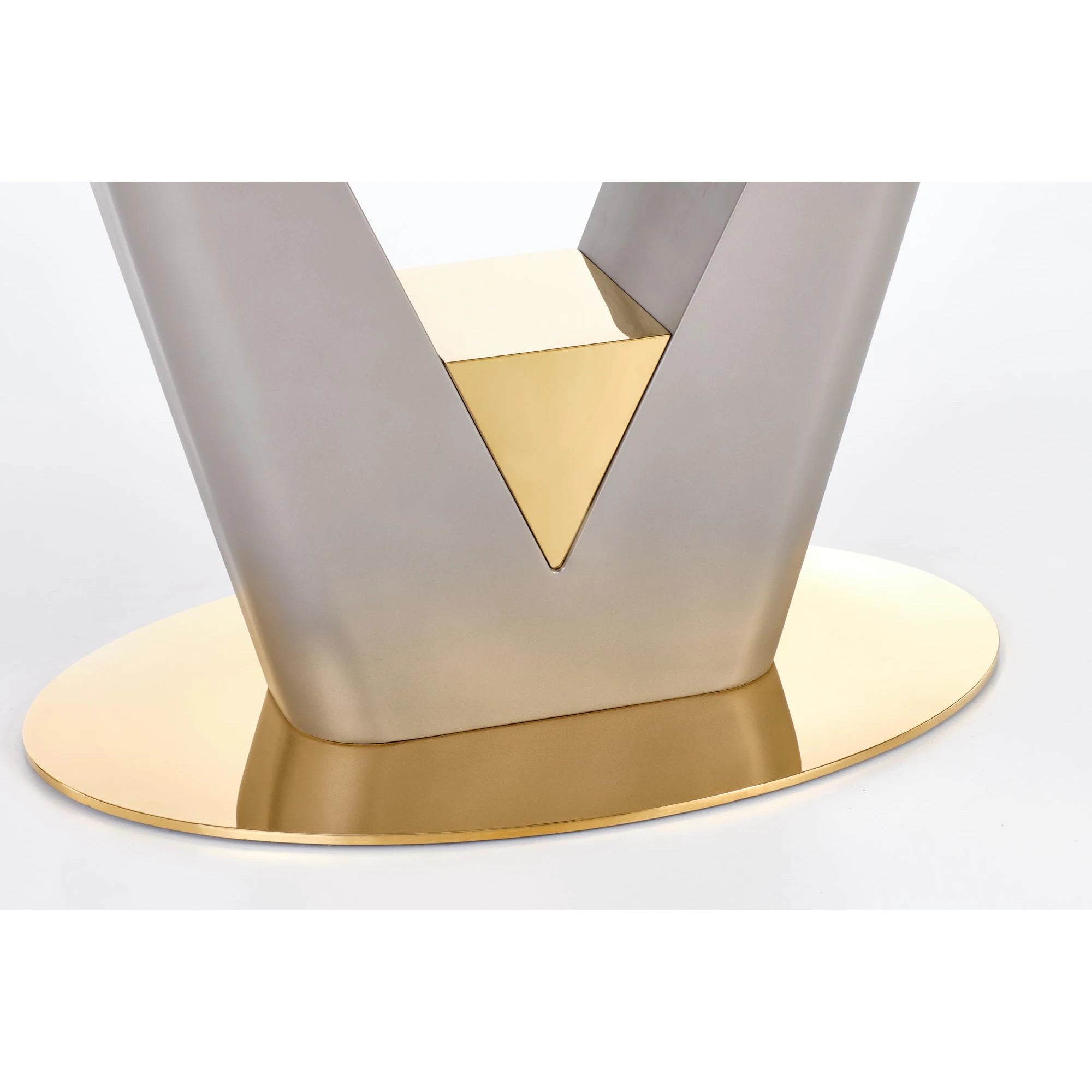 Masa dining 8 persoane VALENTINO, gri/auriu, ceramica/otel, 160/220x90x76 cm