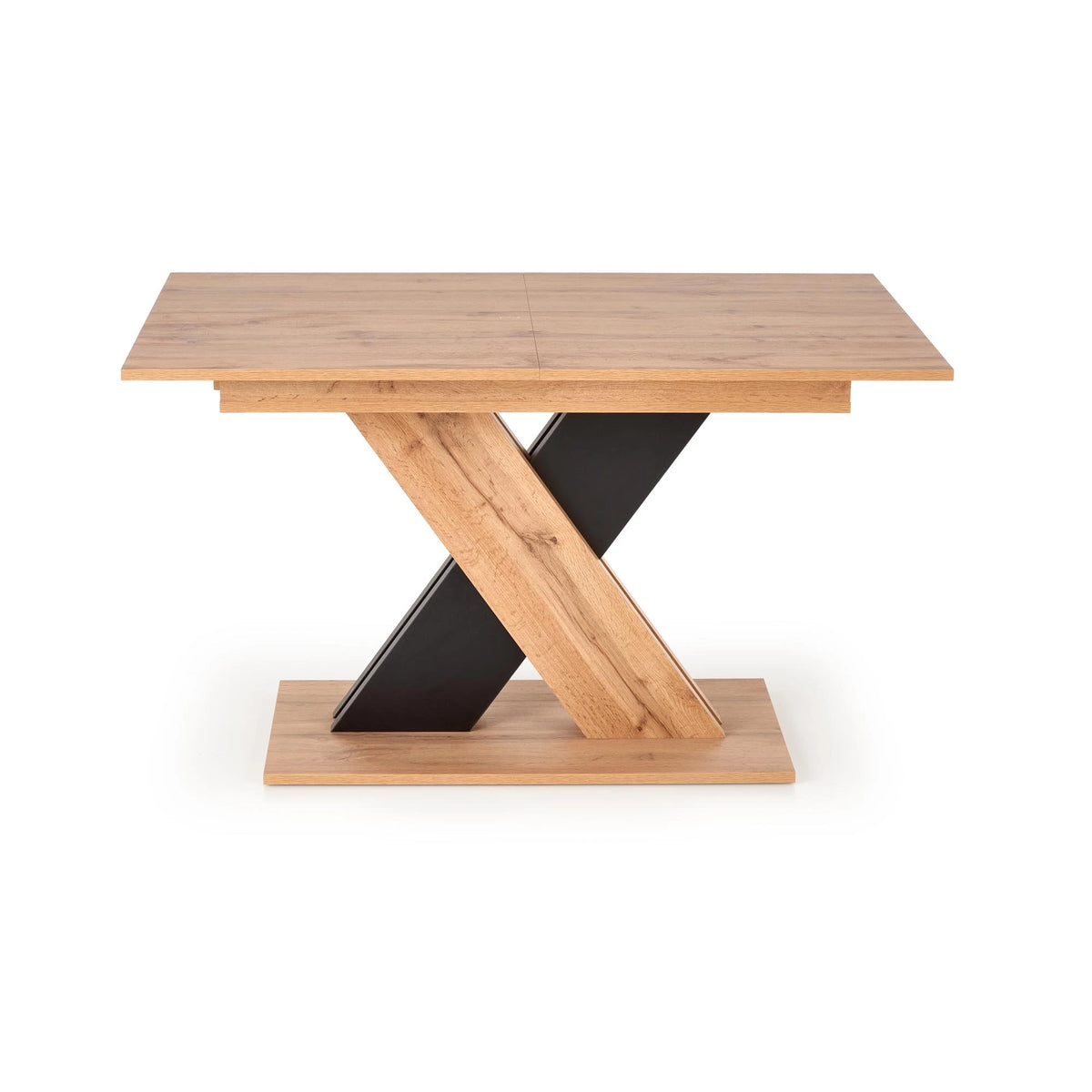 Masa extensibila XARELTO, stejar/negru, PAL furniruit, 130/175x85x76 cm
