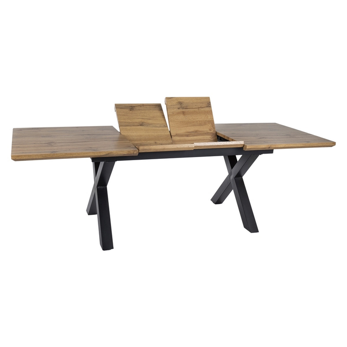 Masa de living extensibila XAVIERO II, stejar artisan/negru mat, 160-240x90x76 cm