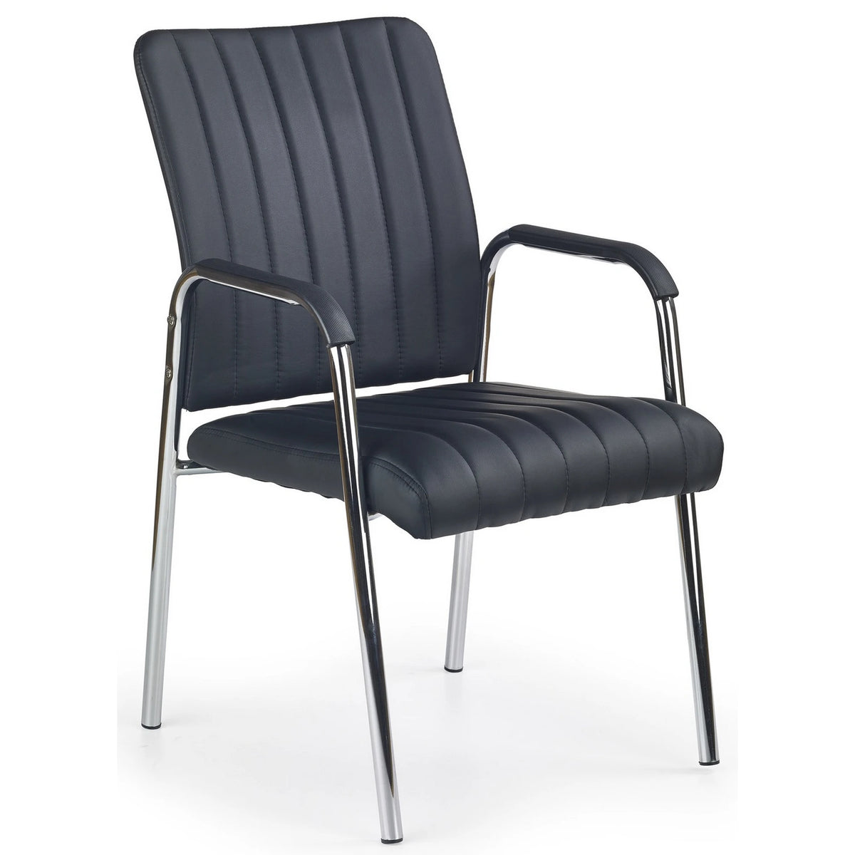 Scaun conferinta VIGOR, negru, piele ecologica/metal, 53x58x92 cm
