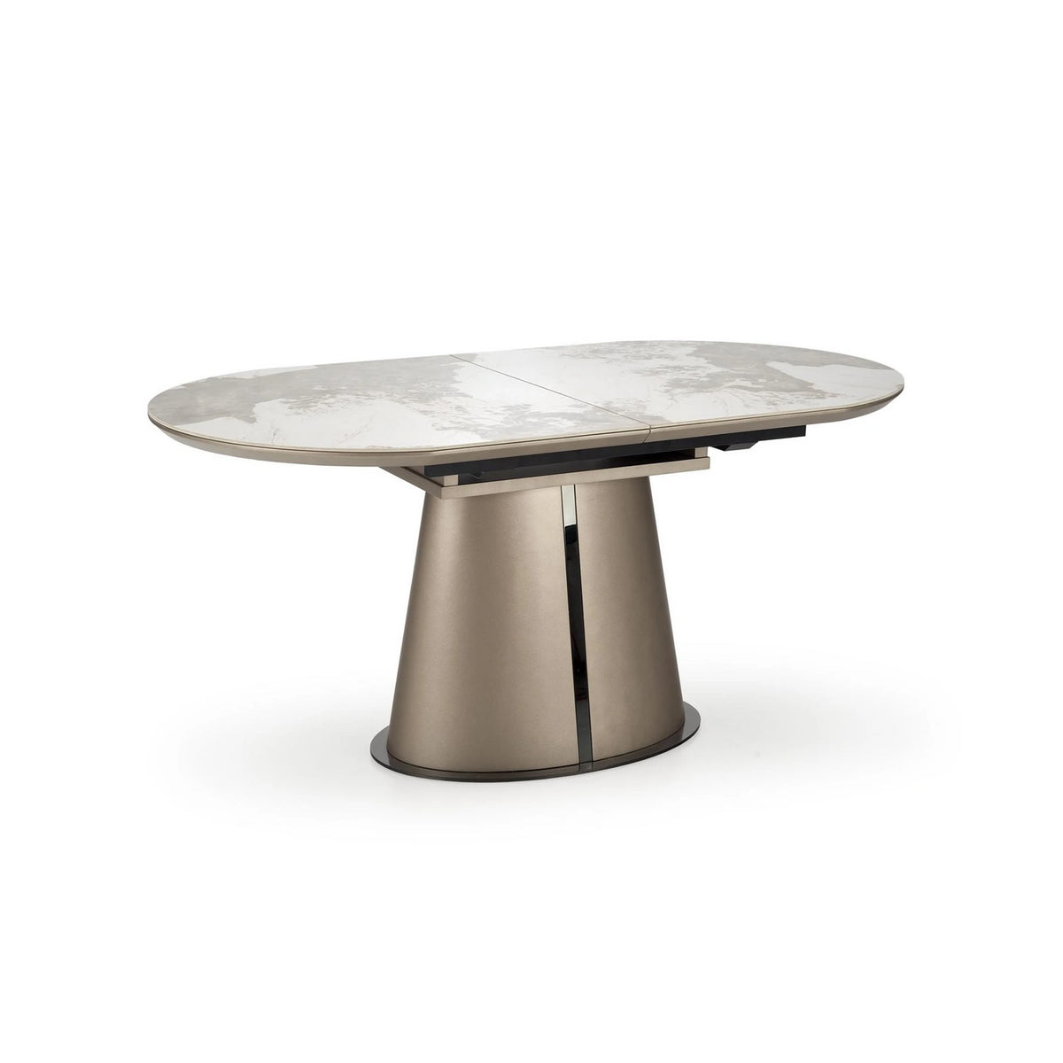Masa moderna extensibila ROBINSON, bej/cappuccino, ceramica, 160/200x90x76 cm