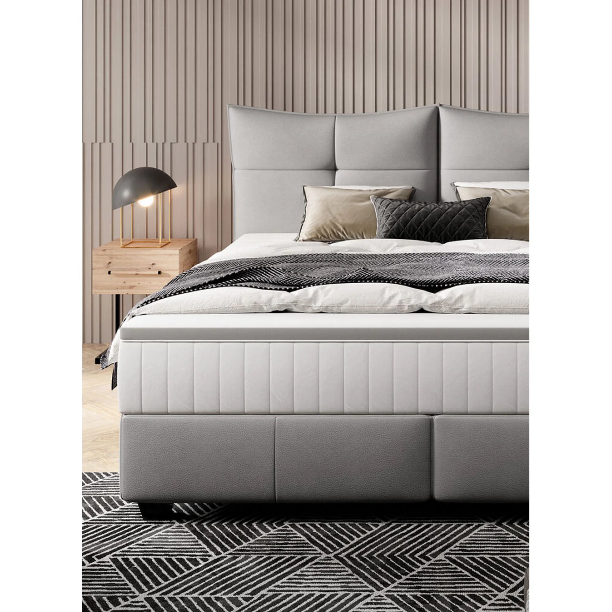 Pat CADIS 180x200, stofa catifelata turcoaz inchis - Riviera 87, Gama Premium, cu suport pentru saltea