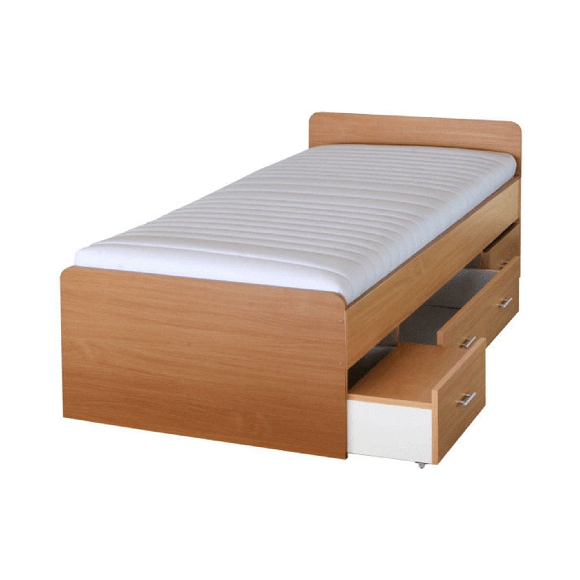 Cadru pat DUET 90x200, fag, PAL/metal, cu sertare