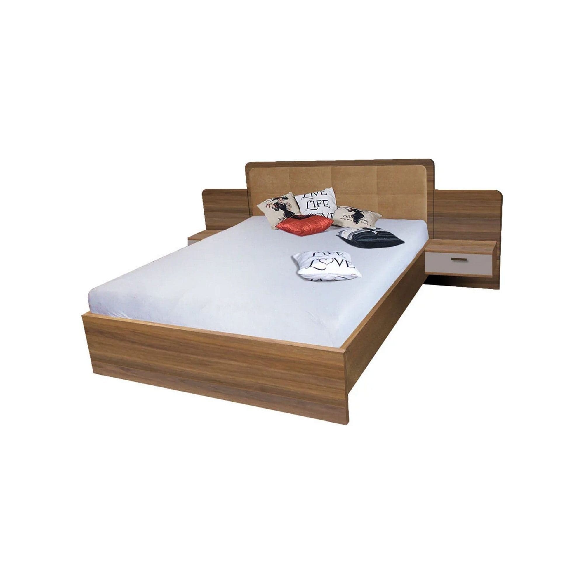 Cadru pat EFFECT 160x200, stejar columbia/gri, PAL/stofa, cu 2 noptiere