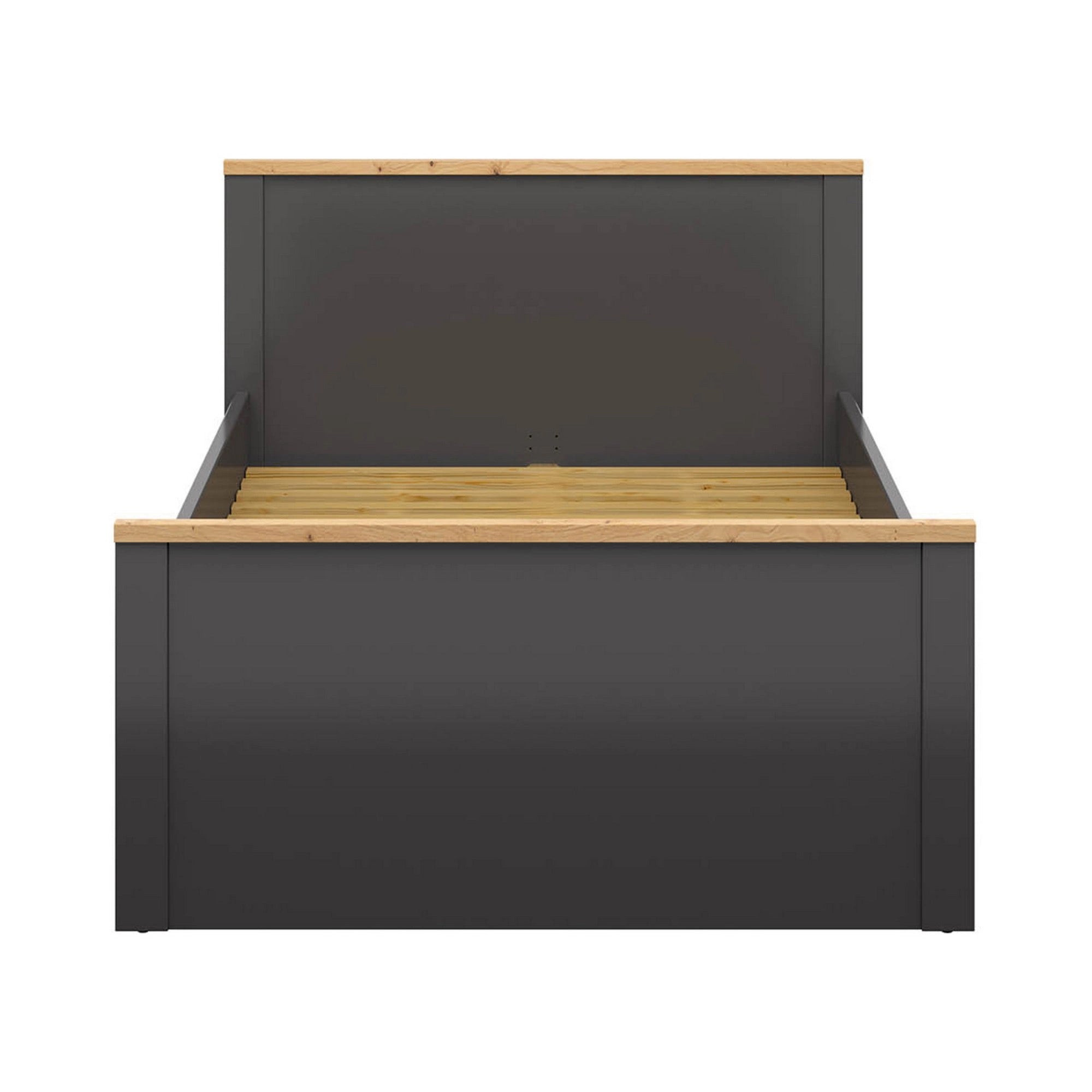 Cadru pat HESEN 120x200, gri grafit/stejar artisan, PAL