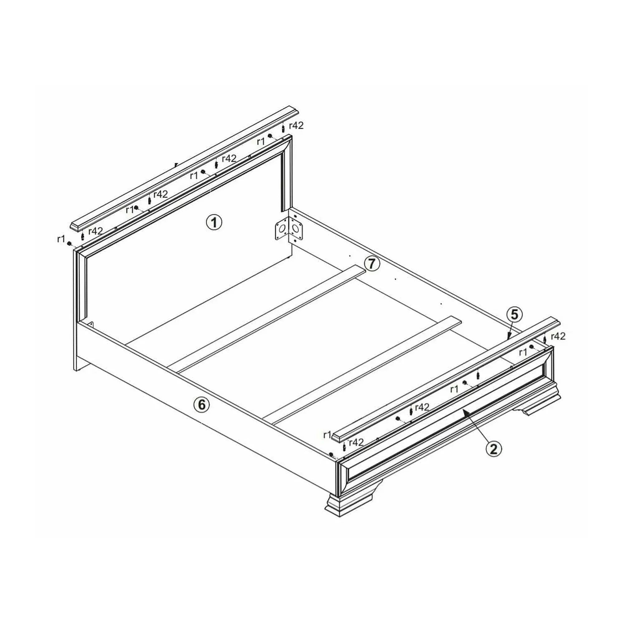Cadru pat Idento B LOZ 160x200, alb, PAL/metal