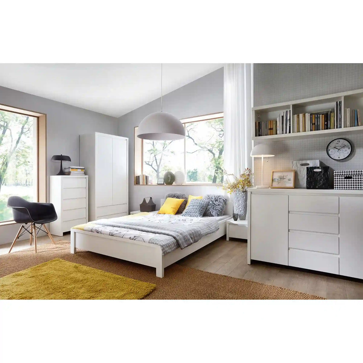 Cadru pat KASPIAN 140x200, alb, PAL laminat