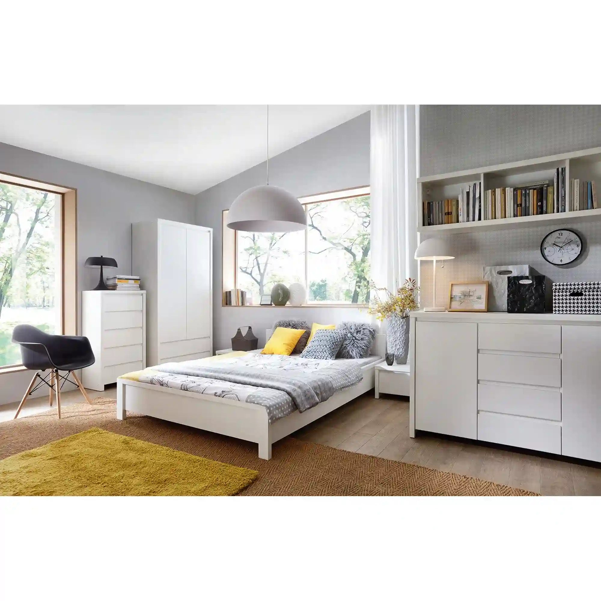 Cadru pat KASPIAN 140x200, alb, PAL laminat