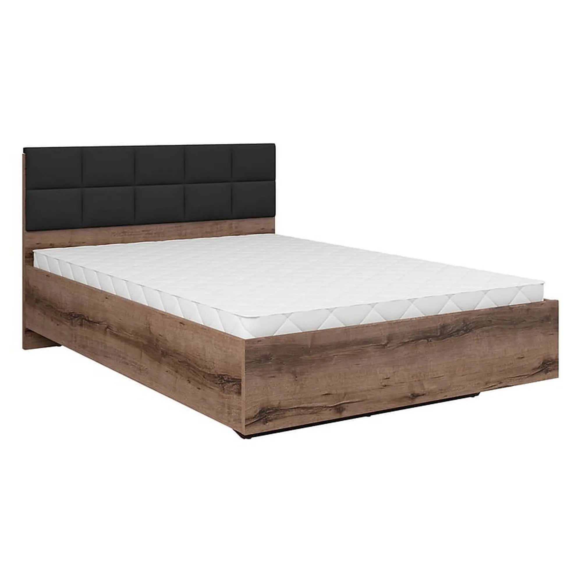 Cadru pat KASSEL 140x200, nuc/negru, PAL/stofa