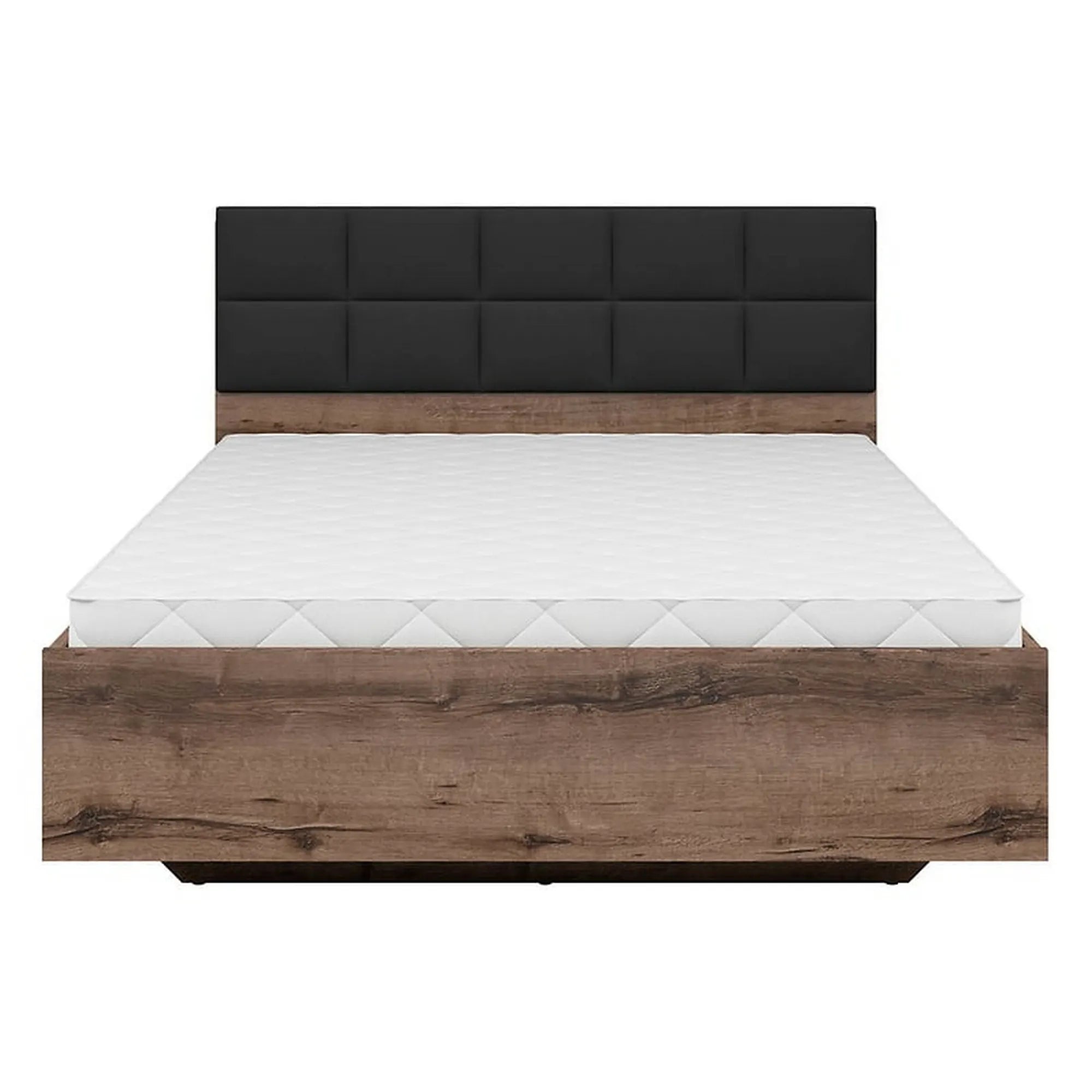 Cadru pat KASSEL 140x200, nuc/negru, PAL/stofa