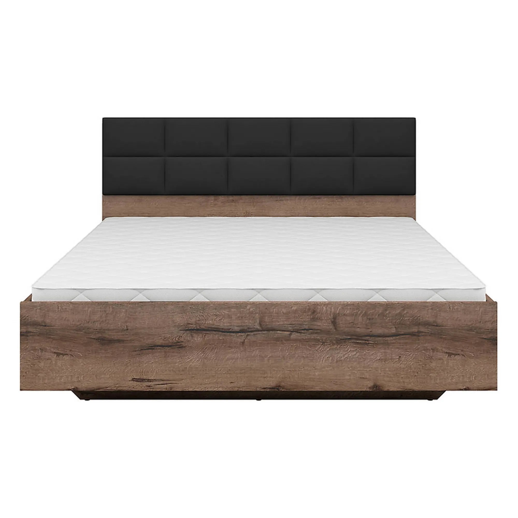 Cadru pat KASSEL 160x200, nuc/negru, PAL/stofa