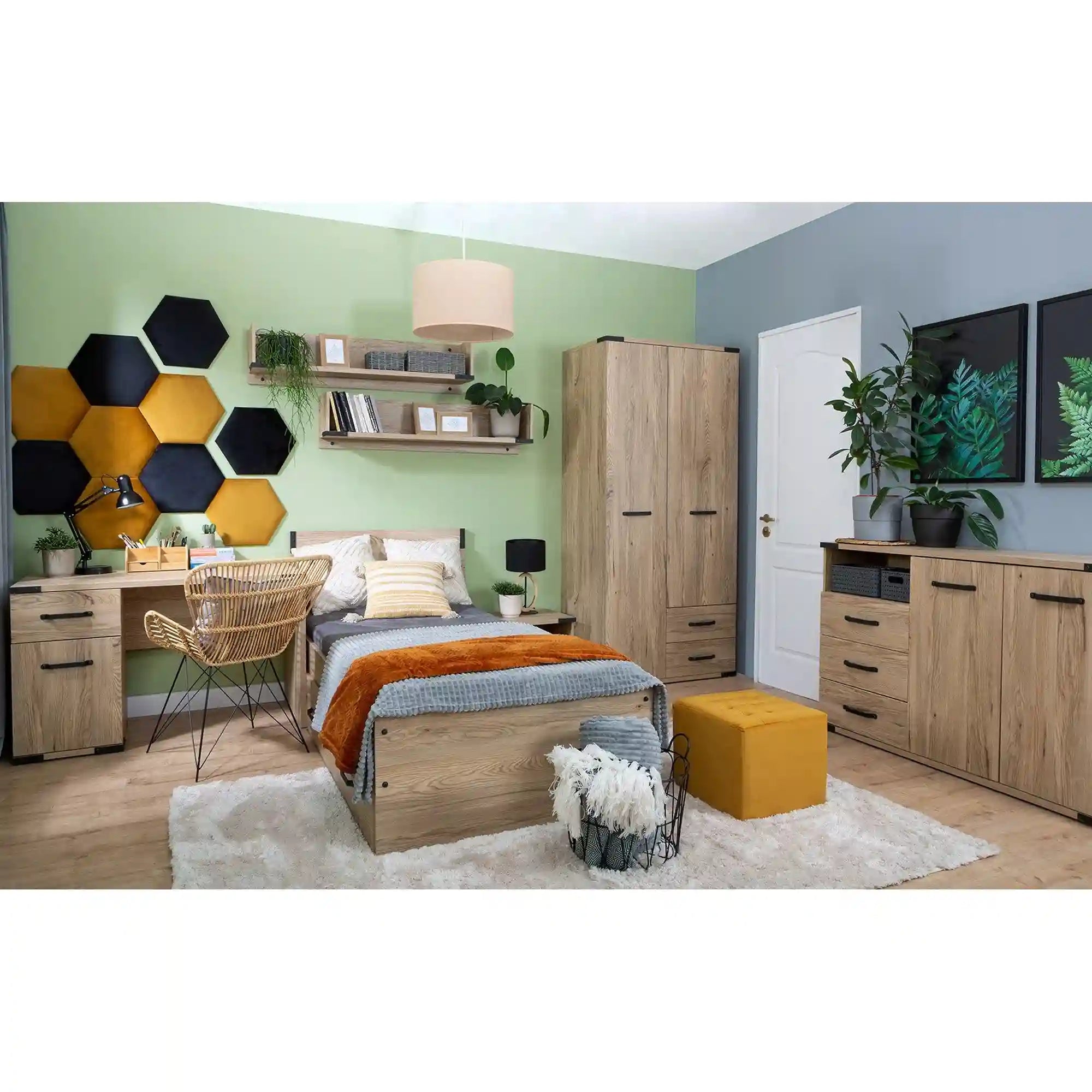 Cadru pat LARA 120x200, stejar, PAL laminat