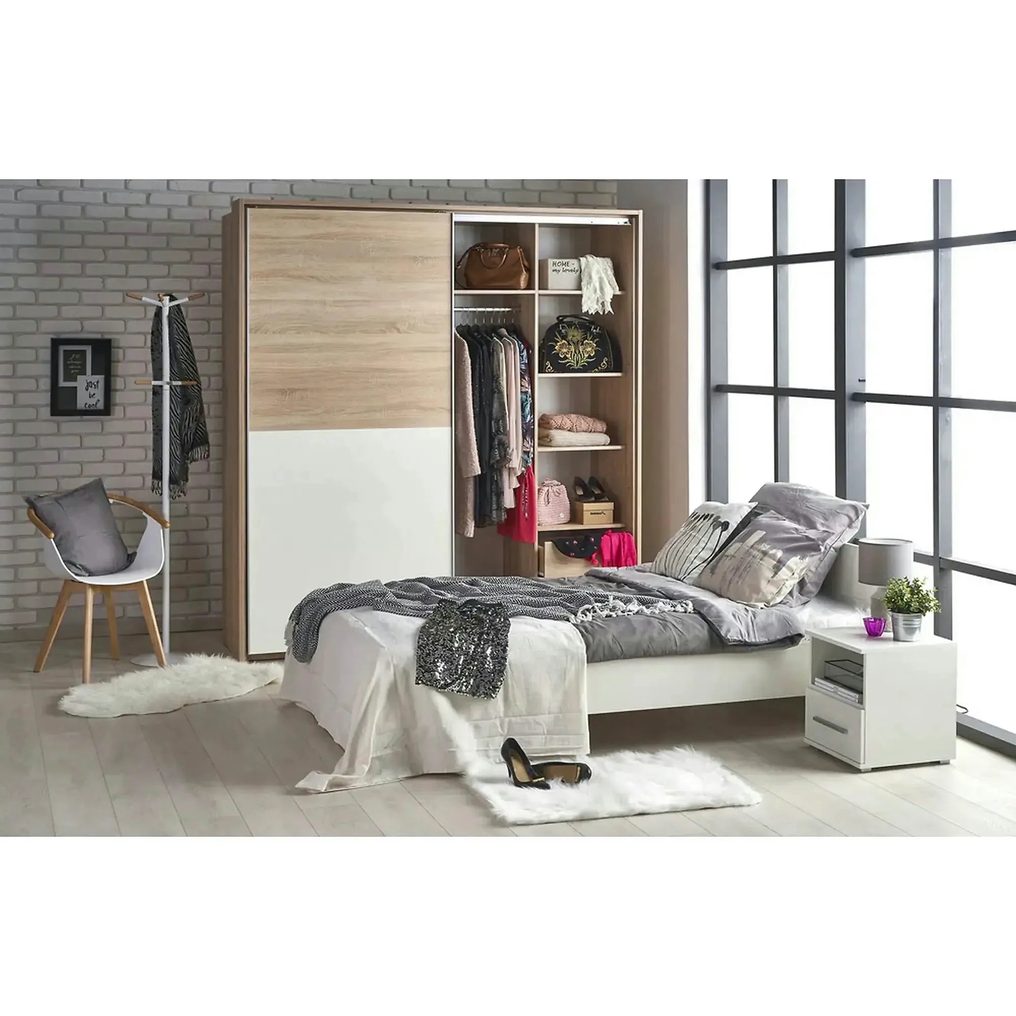 Cadru pat Lima 90x200, alb, PAL laminat