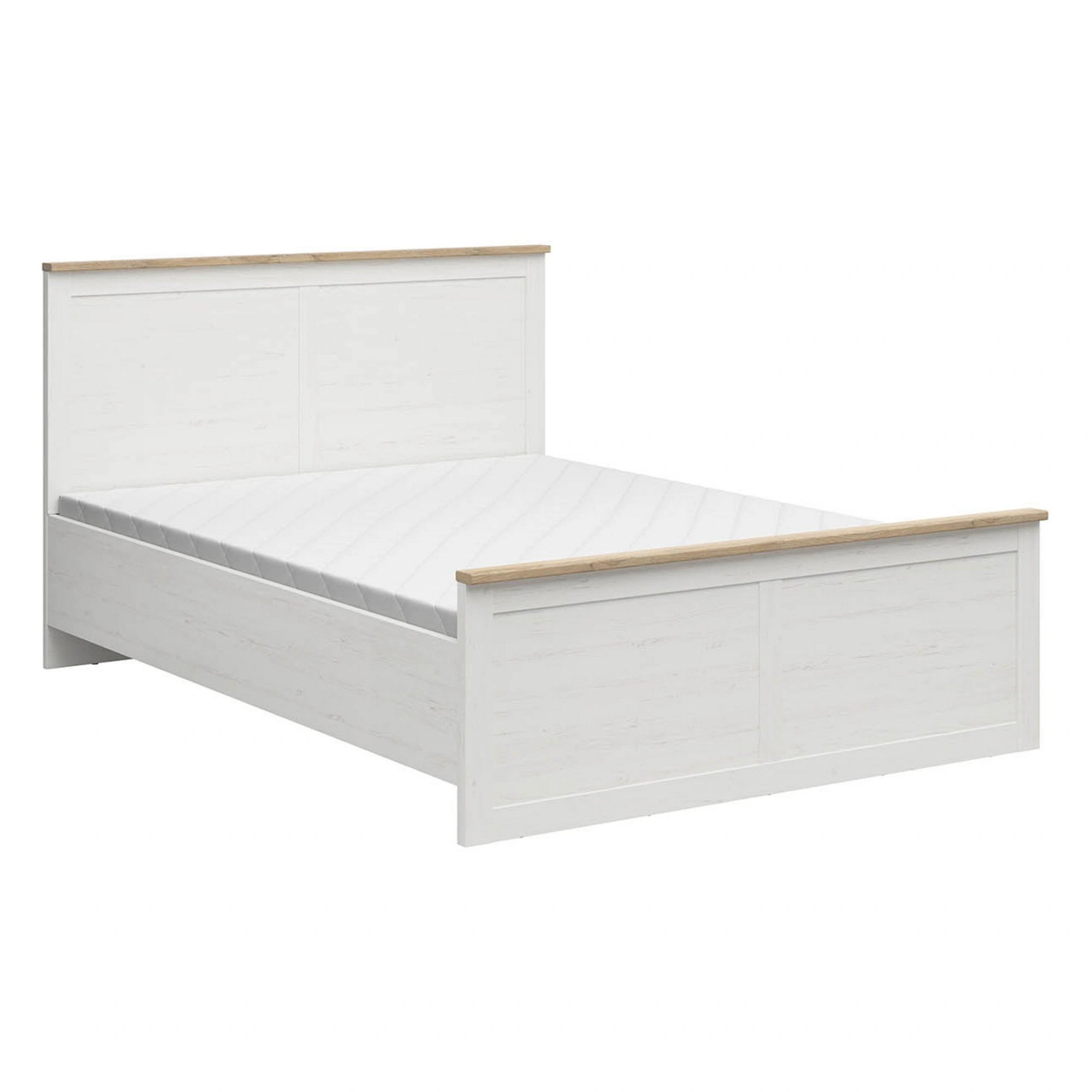 Cadru pat LOKSA 160x200, pin alb/stejar grandson, PAL