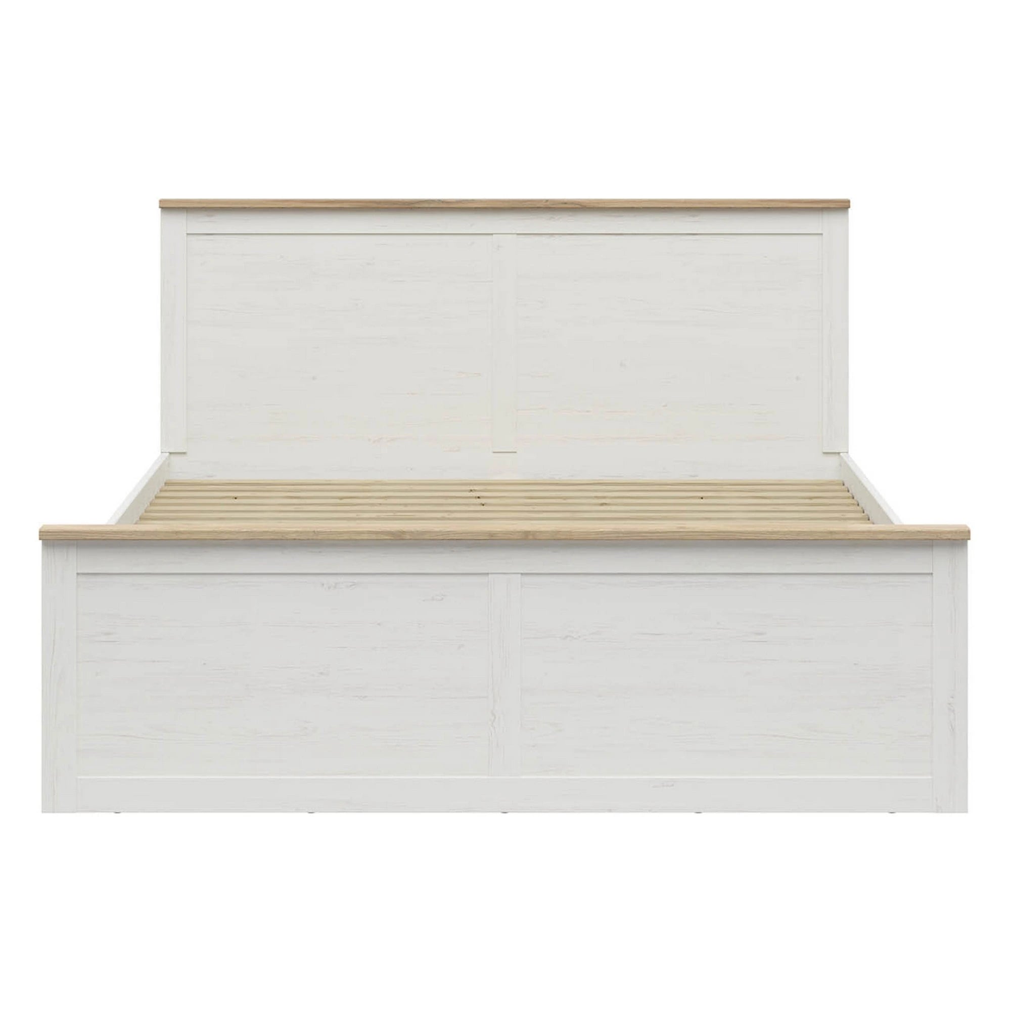 Cadru pat LOKSA 180x200, pin alb/stejar grandson, PAL