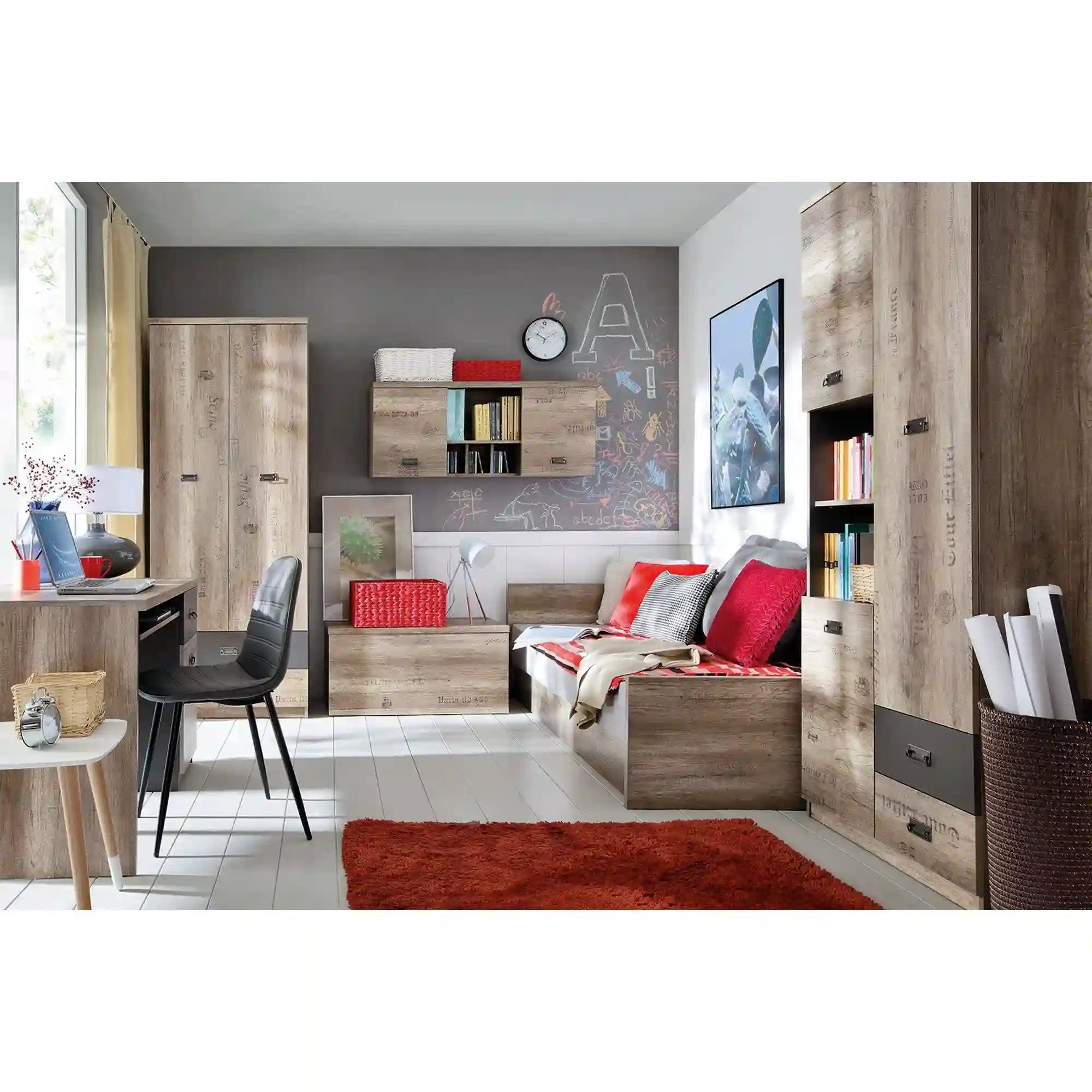 Cadru pat MALCOLM 90x200, stejar, PAL