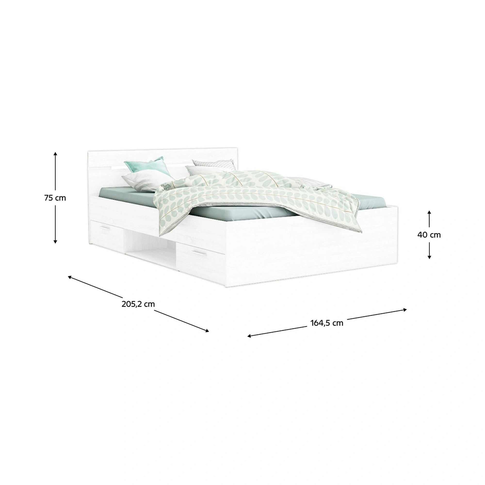 Cadru pat MICHIGAN NEW 160x200, alb, PAL/metal, cu sertare pentru depozitare