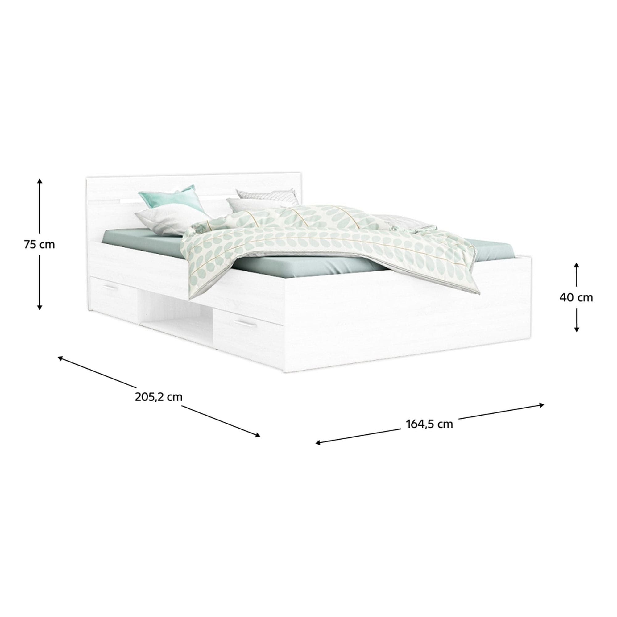 Cadru pat MICHIGAN NEW 160x200, alb, PAL/metal, cu sertare pentru depozitare