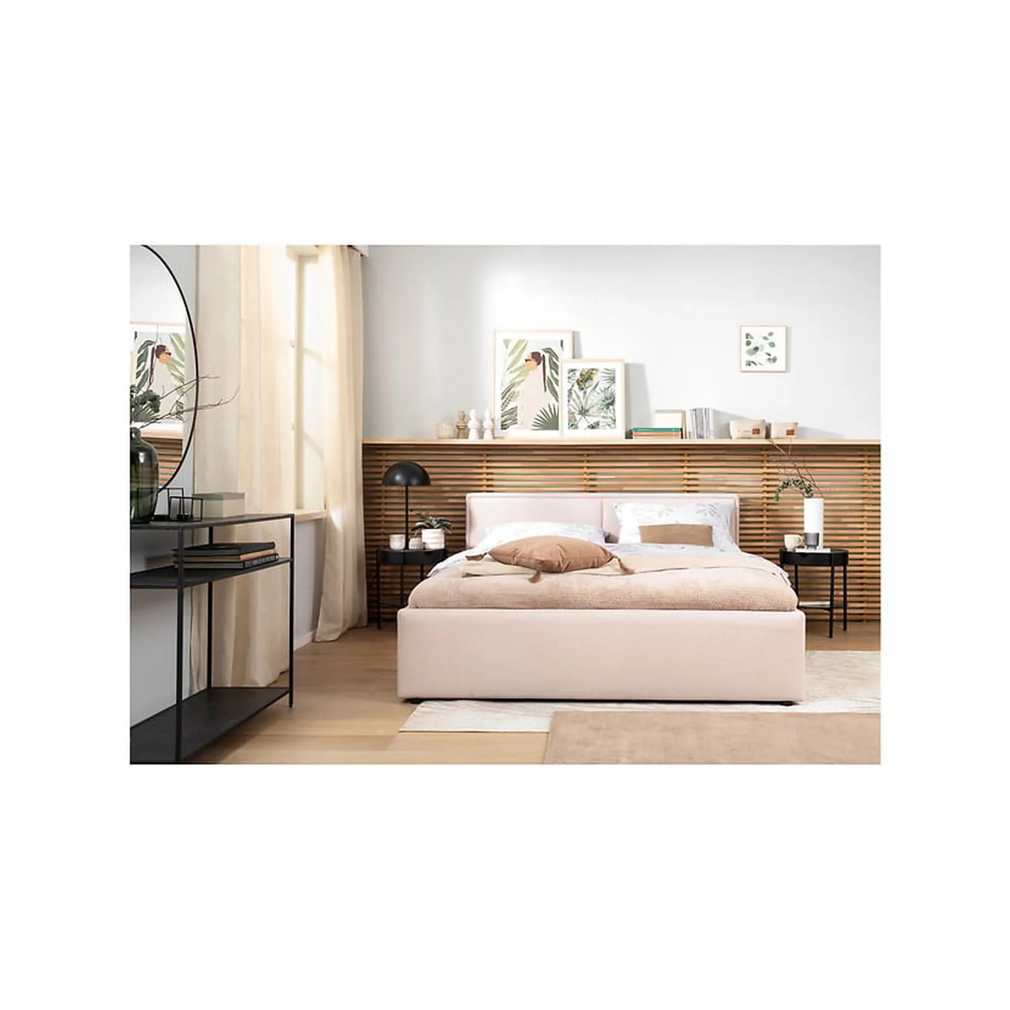 Cadru pat NEDIN 160x200, stofa clasica bej - Maya 03