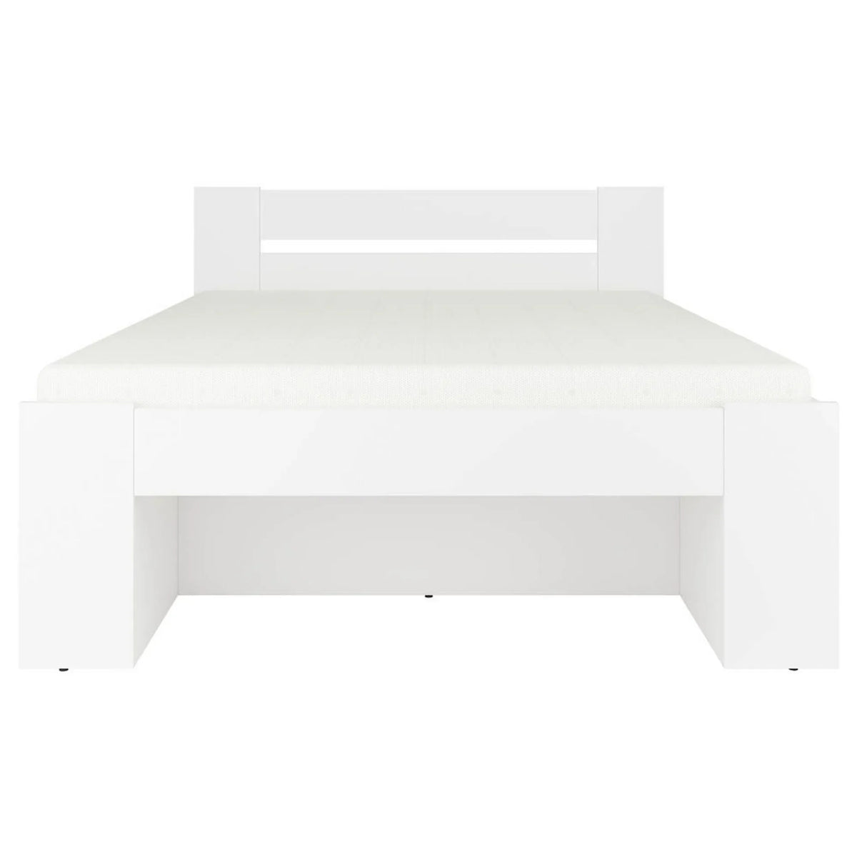 Cadru pat NEPO PLUS 140x200, alb, PAL laminat, cu spatiu depozitare