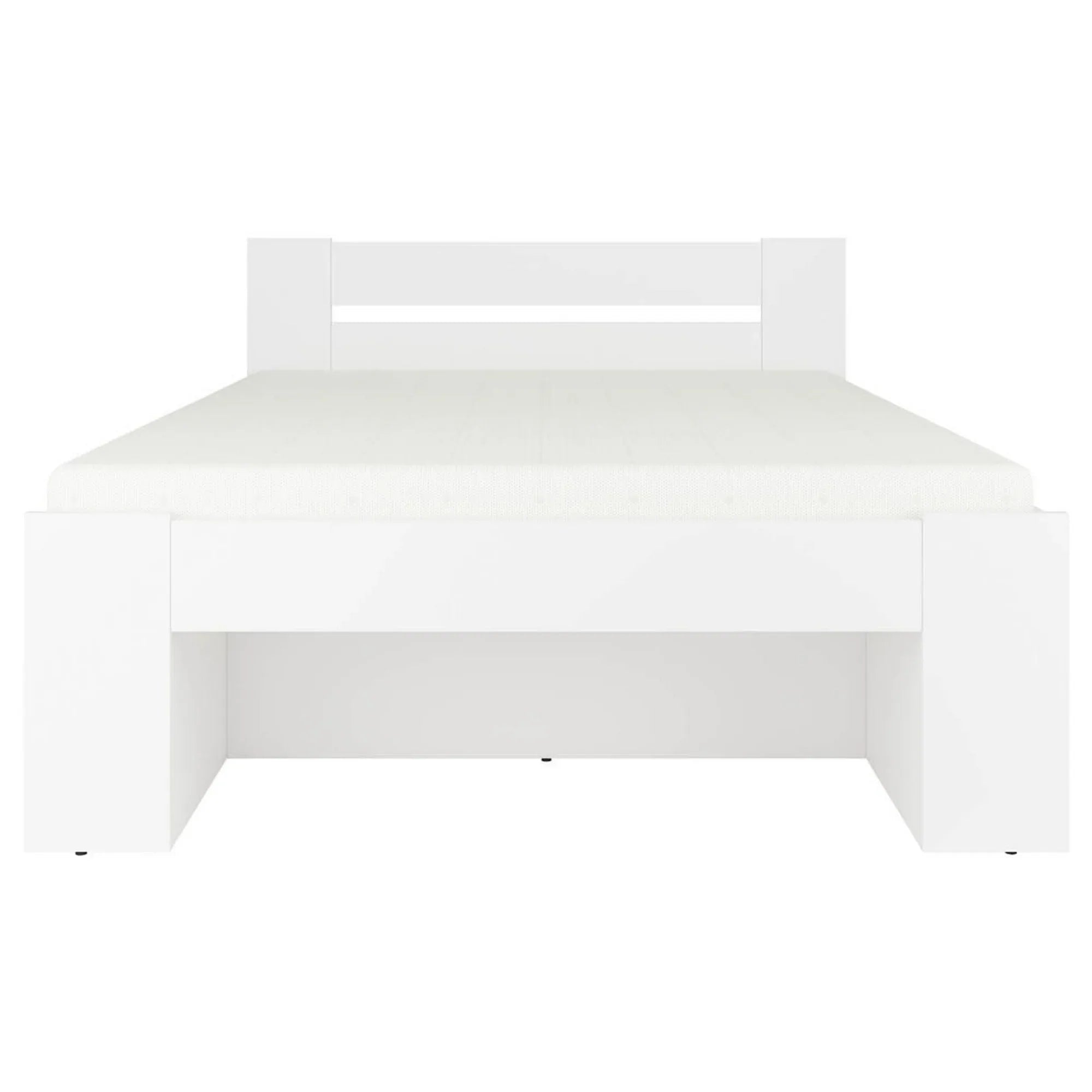 Cadru pat NEPO PLUS 140x200, alb, PAL laminat, cu spatiu depozitare